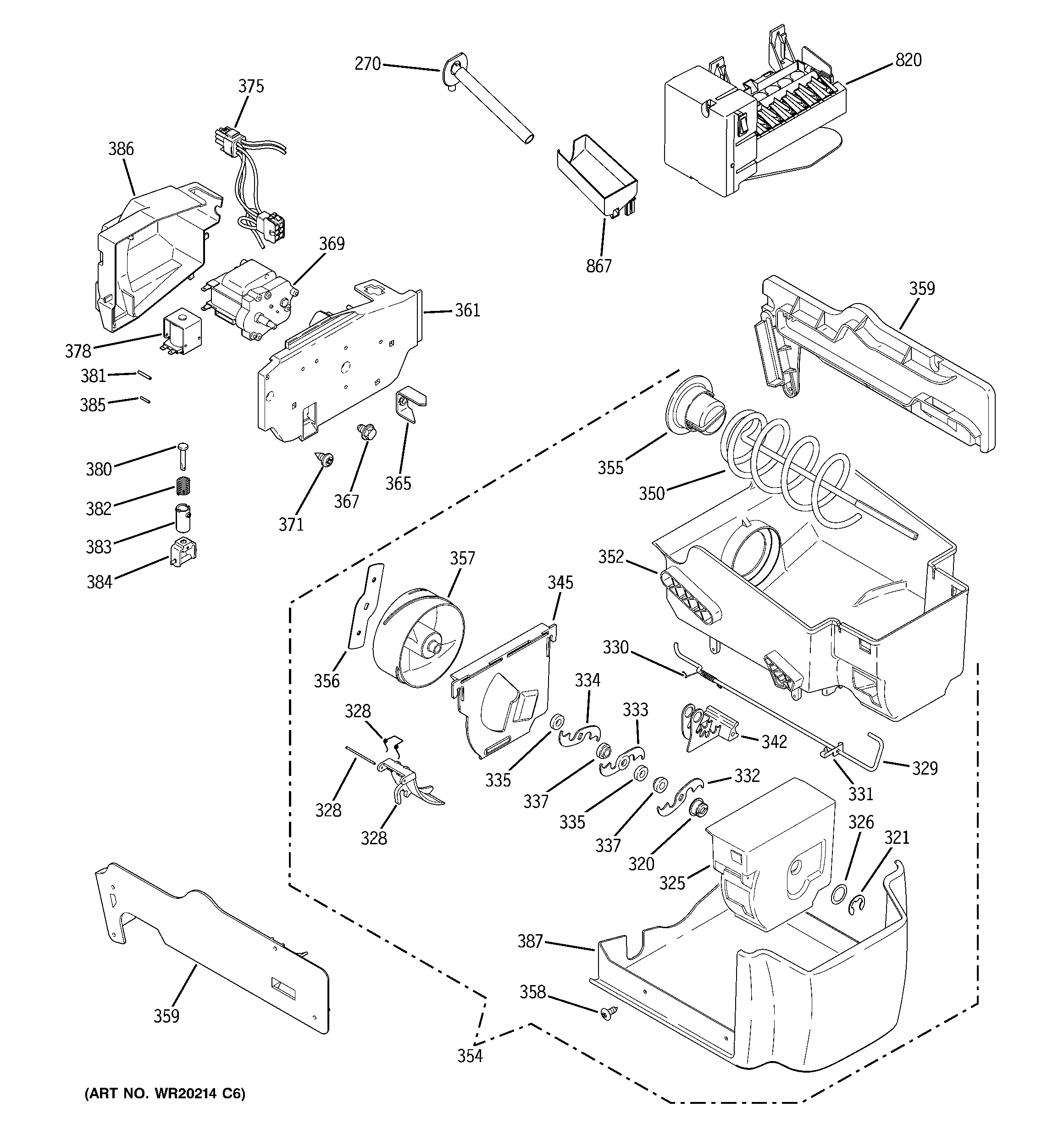 GE DSHS9NGYACSS ice maker & dispenser diagram