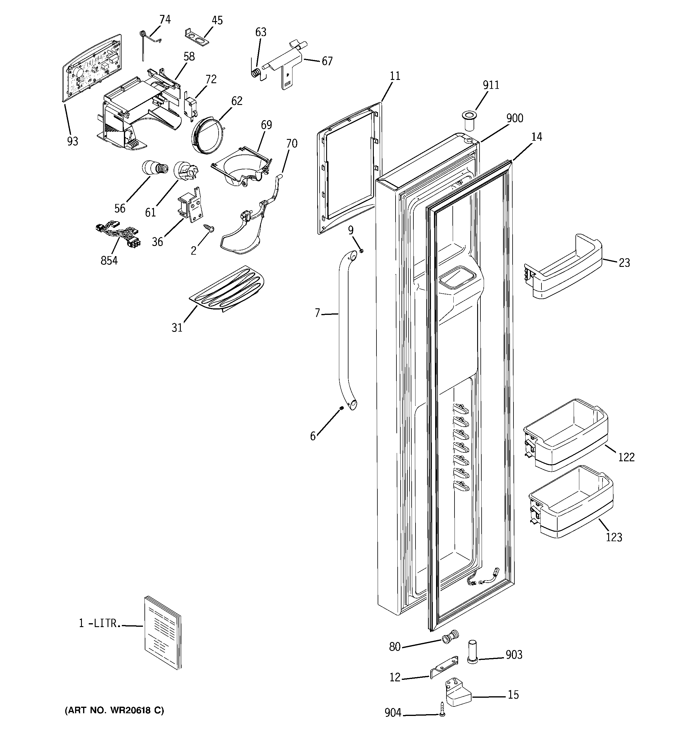 GE GSCS3KGYAFSS freezer door diagram