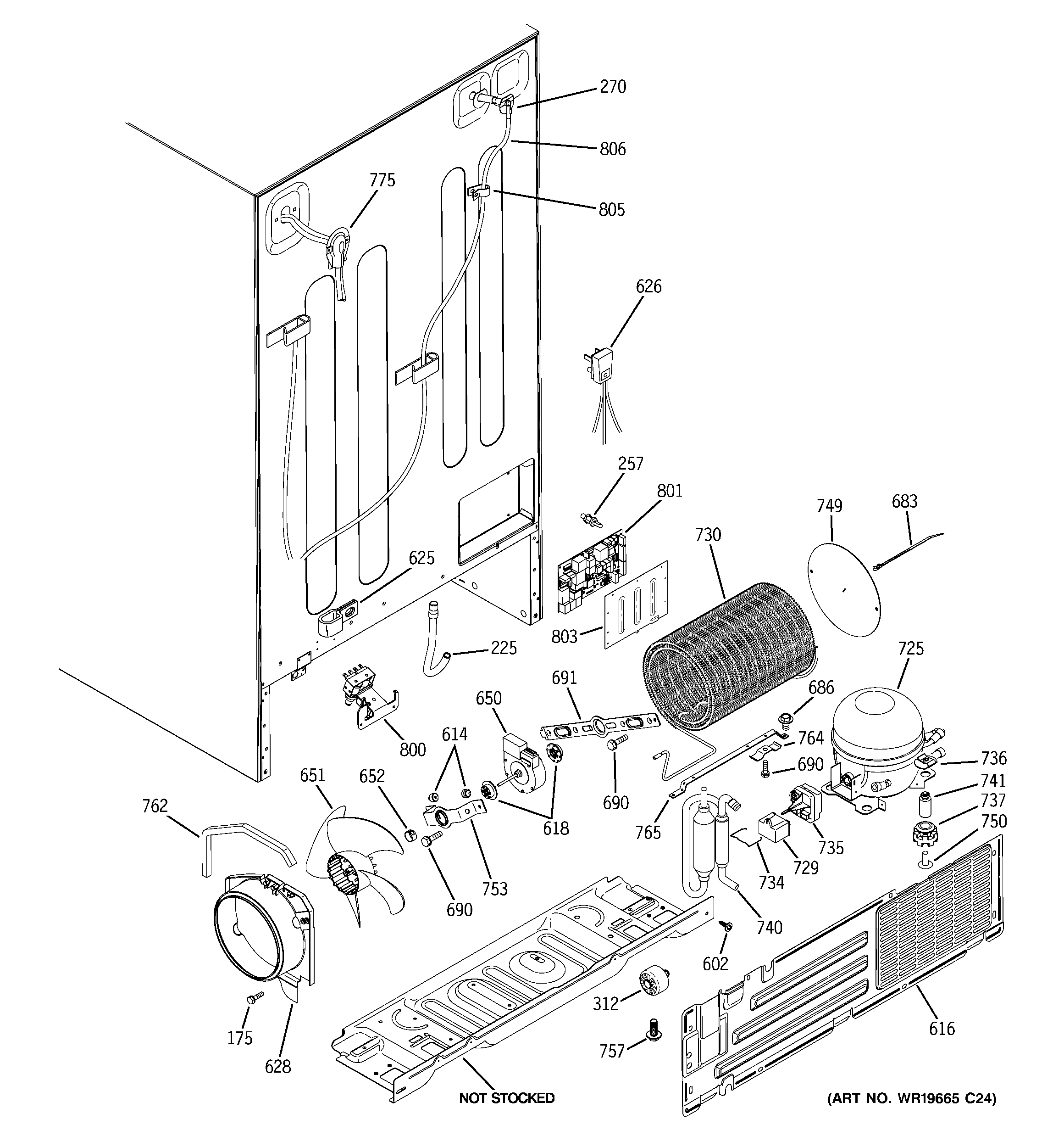GE GSCS3KGYAFSS sealed system & mother board diagram