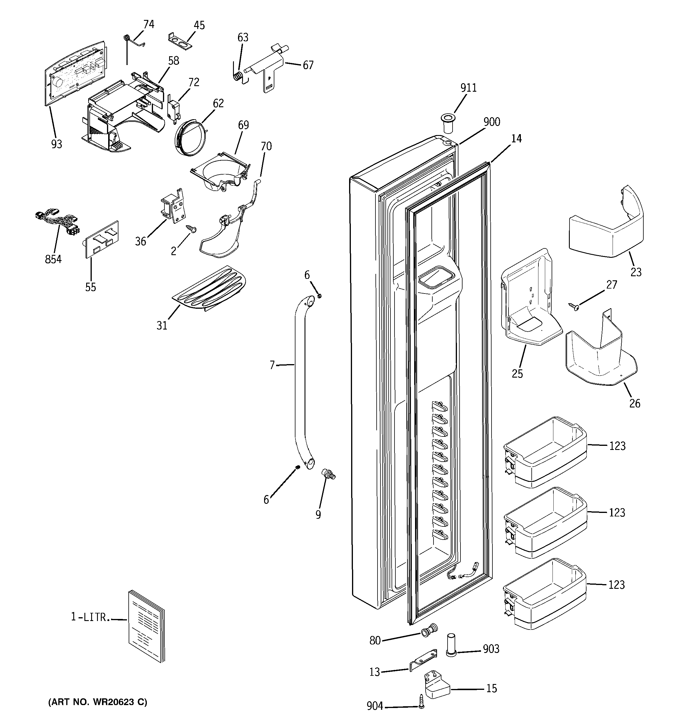 GE GSHF9NGYACBB freezer door diagram