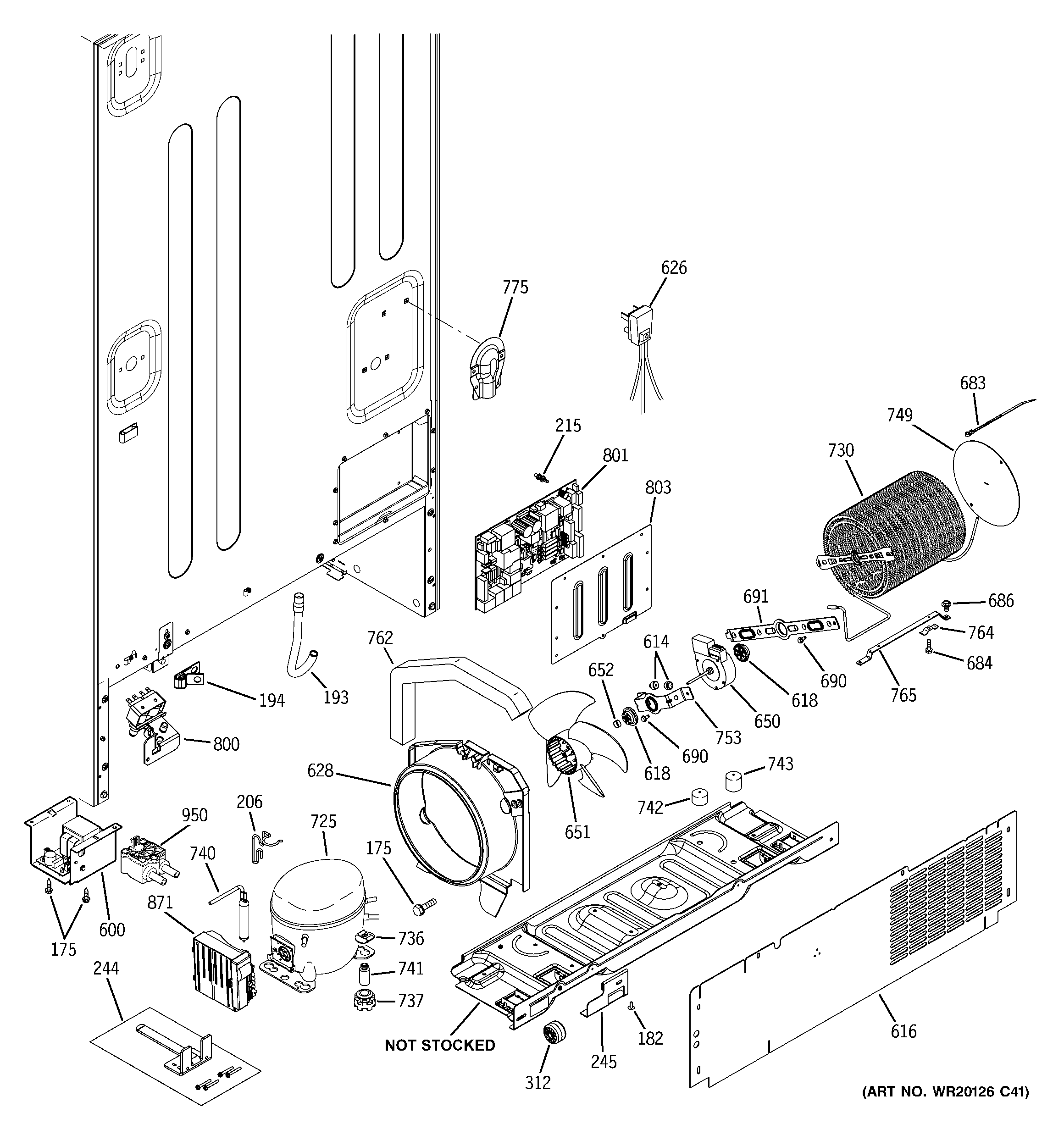 GE PGCS1PJYASS machine compartment diagram
