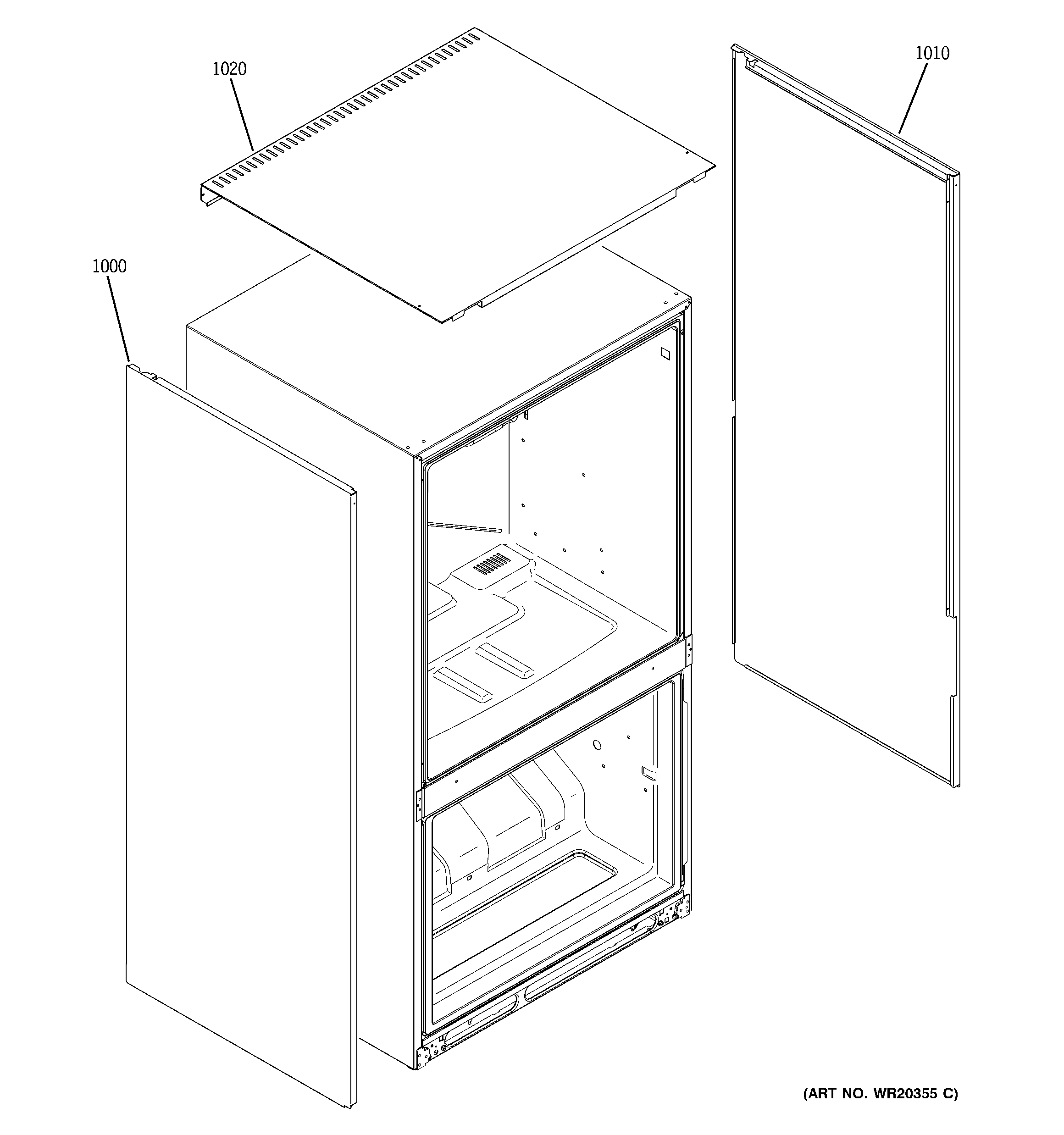 GE ZFGB21HYASS clad components diagram