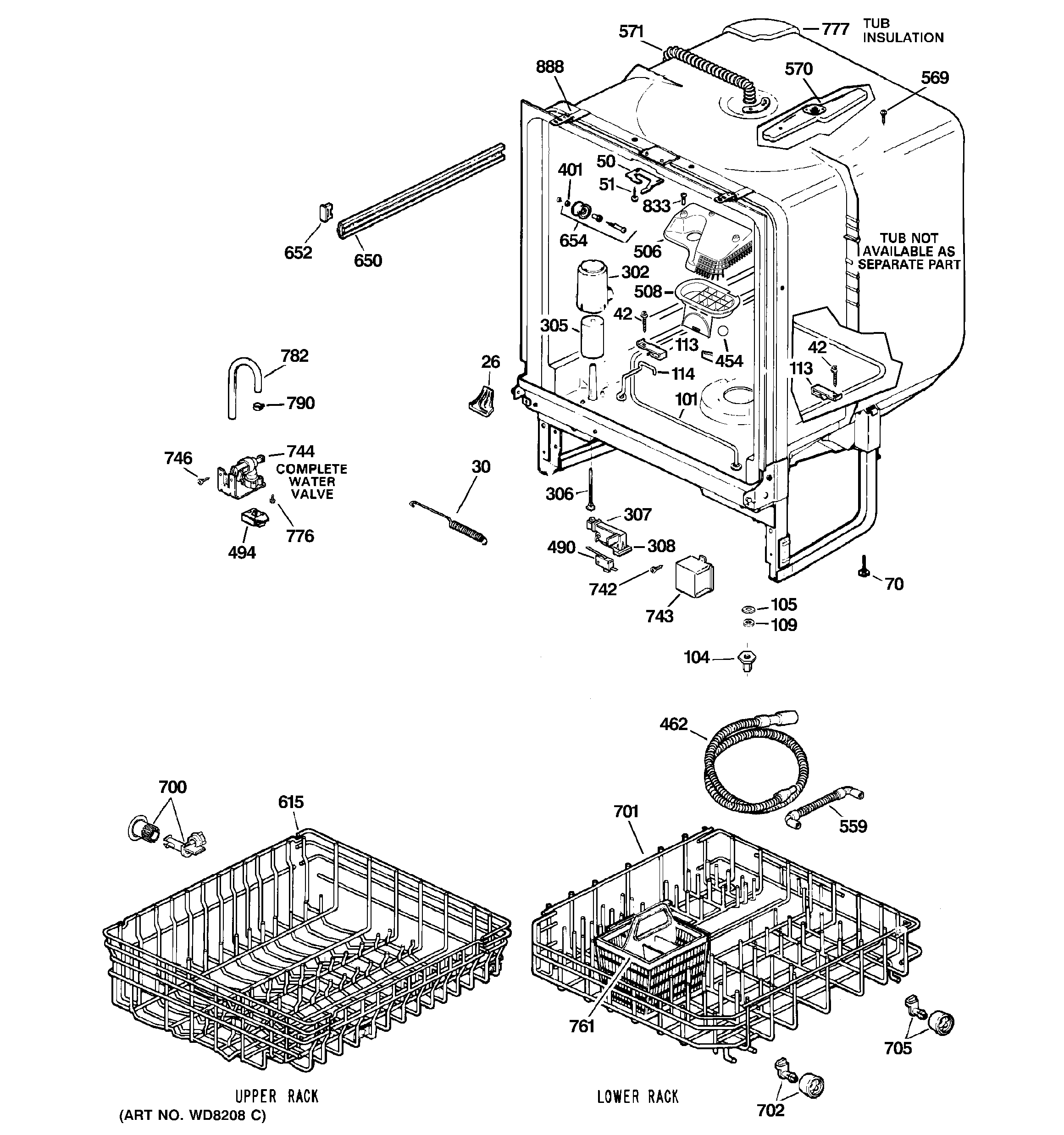 GE GSD4060N10SS body parts diagram