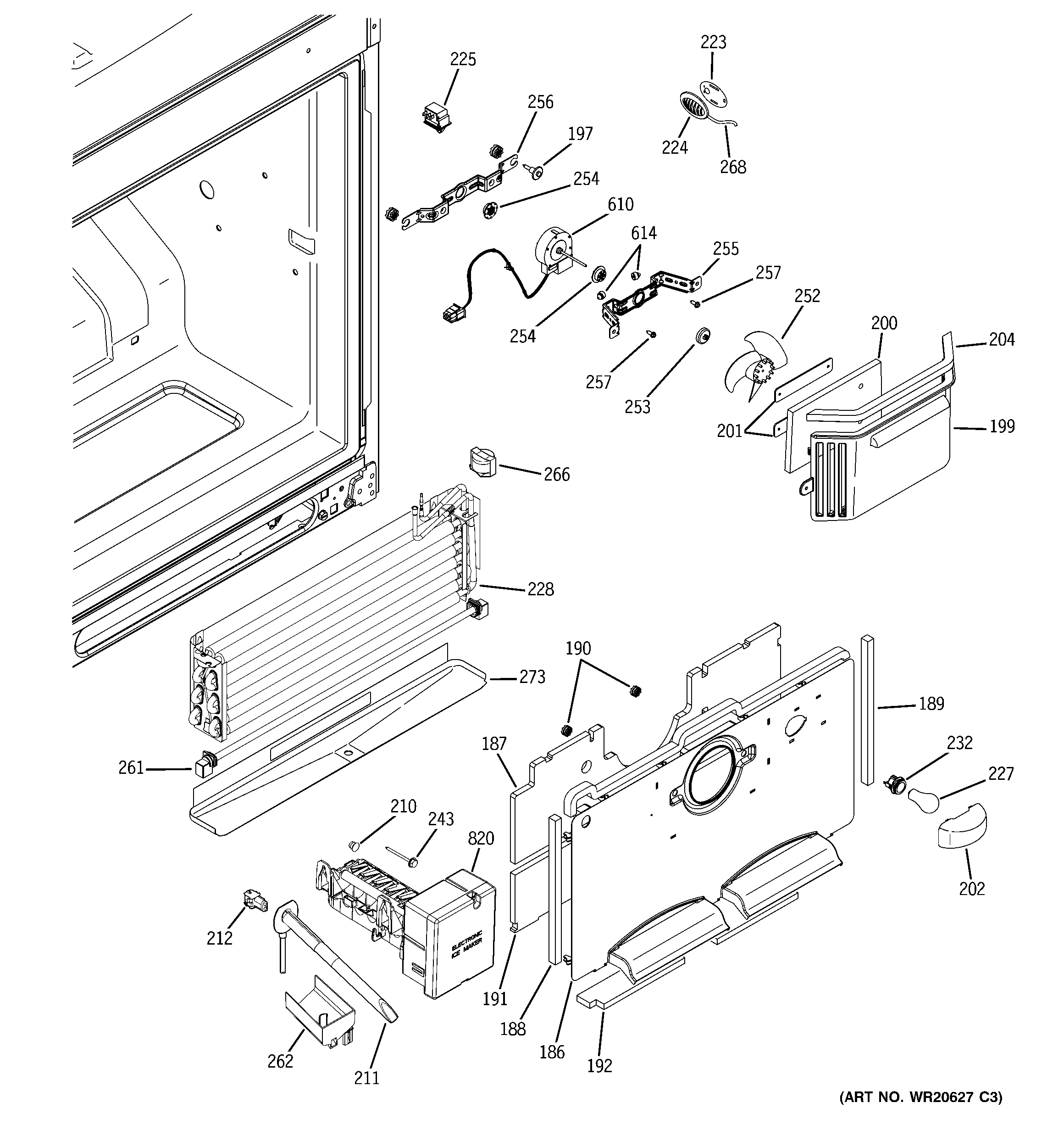 GE PDCS1NCYARSS freezer section diagram