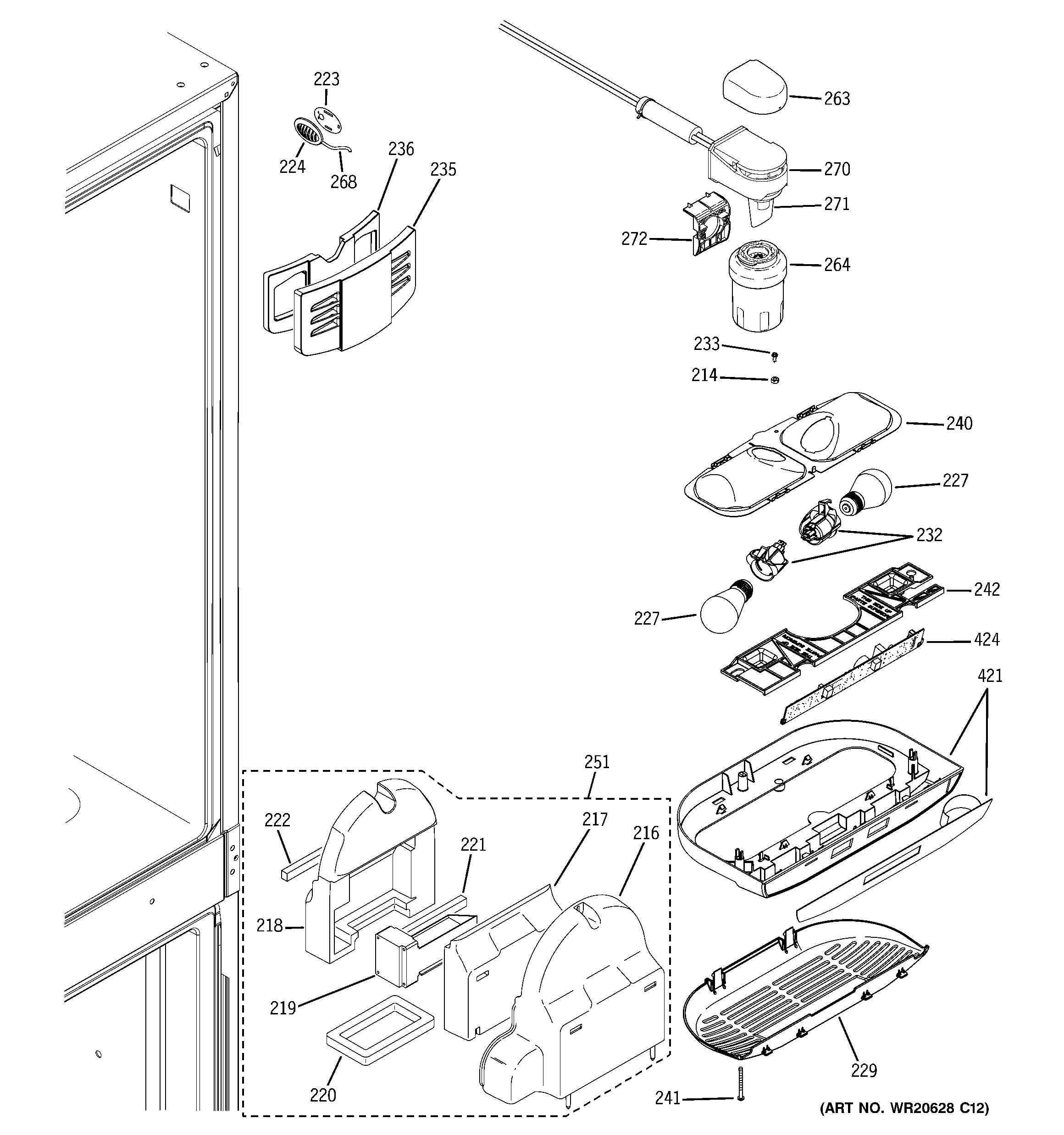 GE PFIC1NFYABV fresh food section diagram