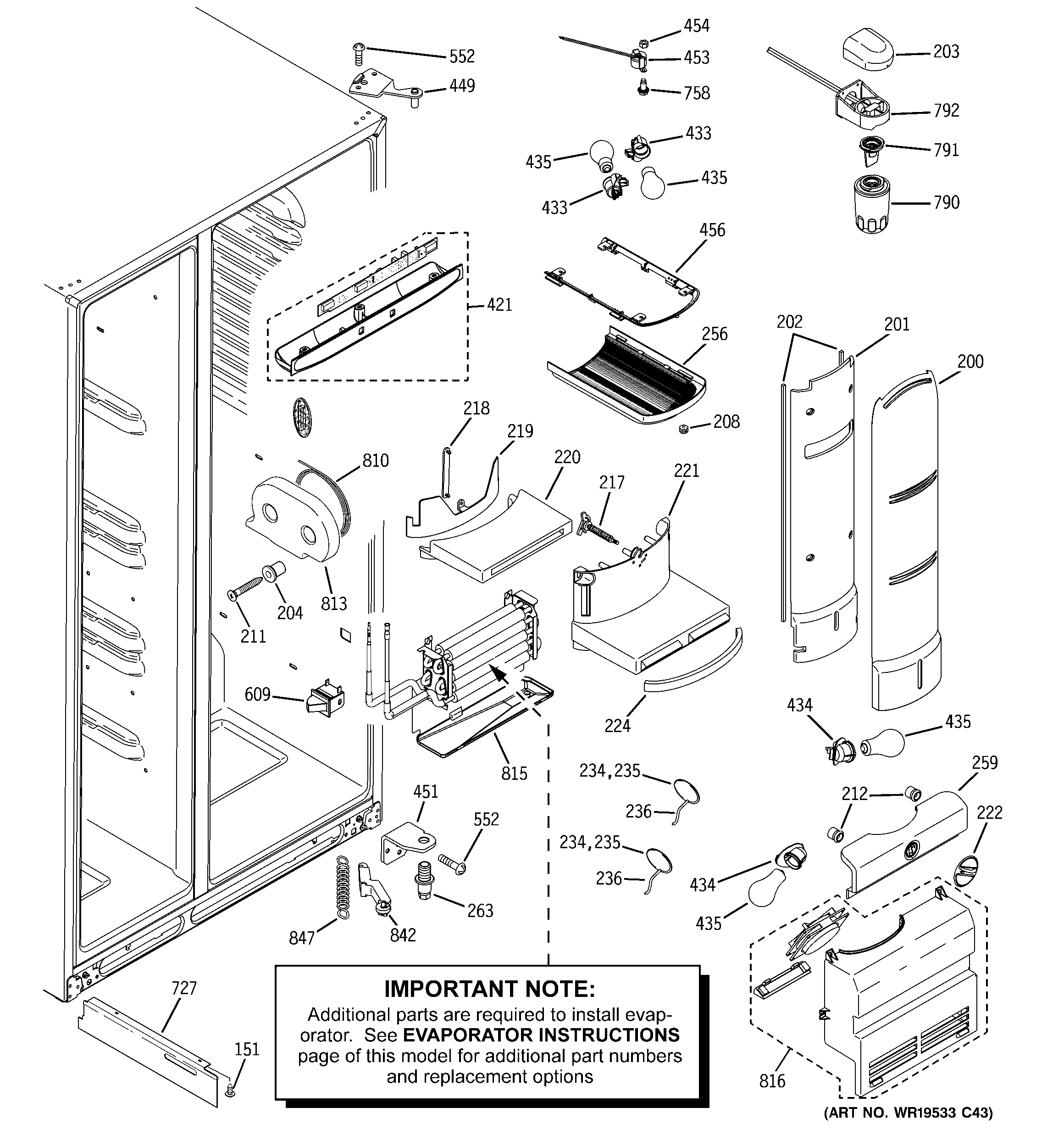 GE PJE25PGTAFSV fresh food section diagram