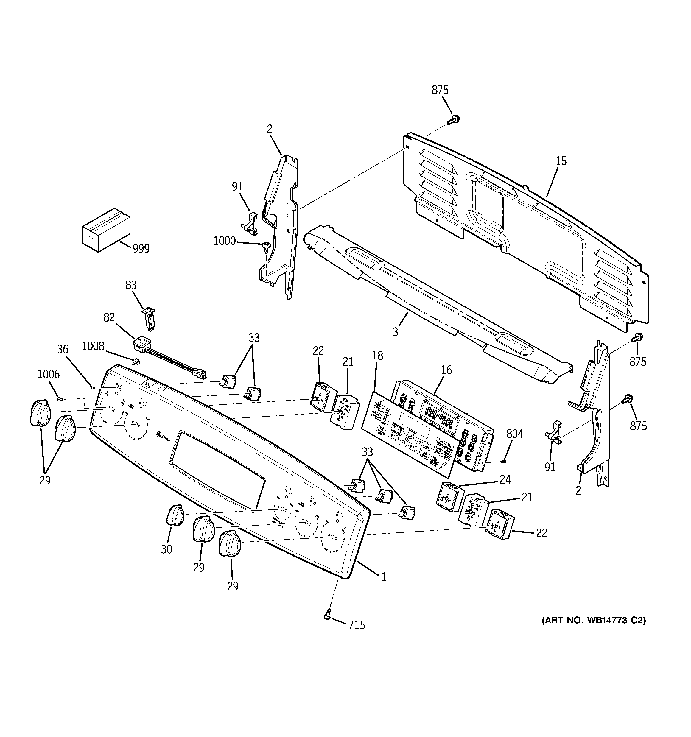 GE PCB800DP1BB control panel diagram