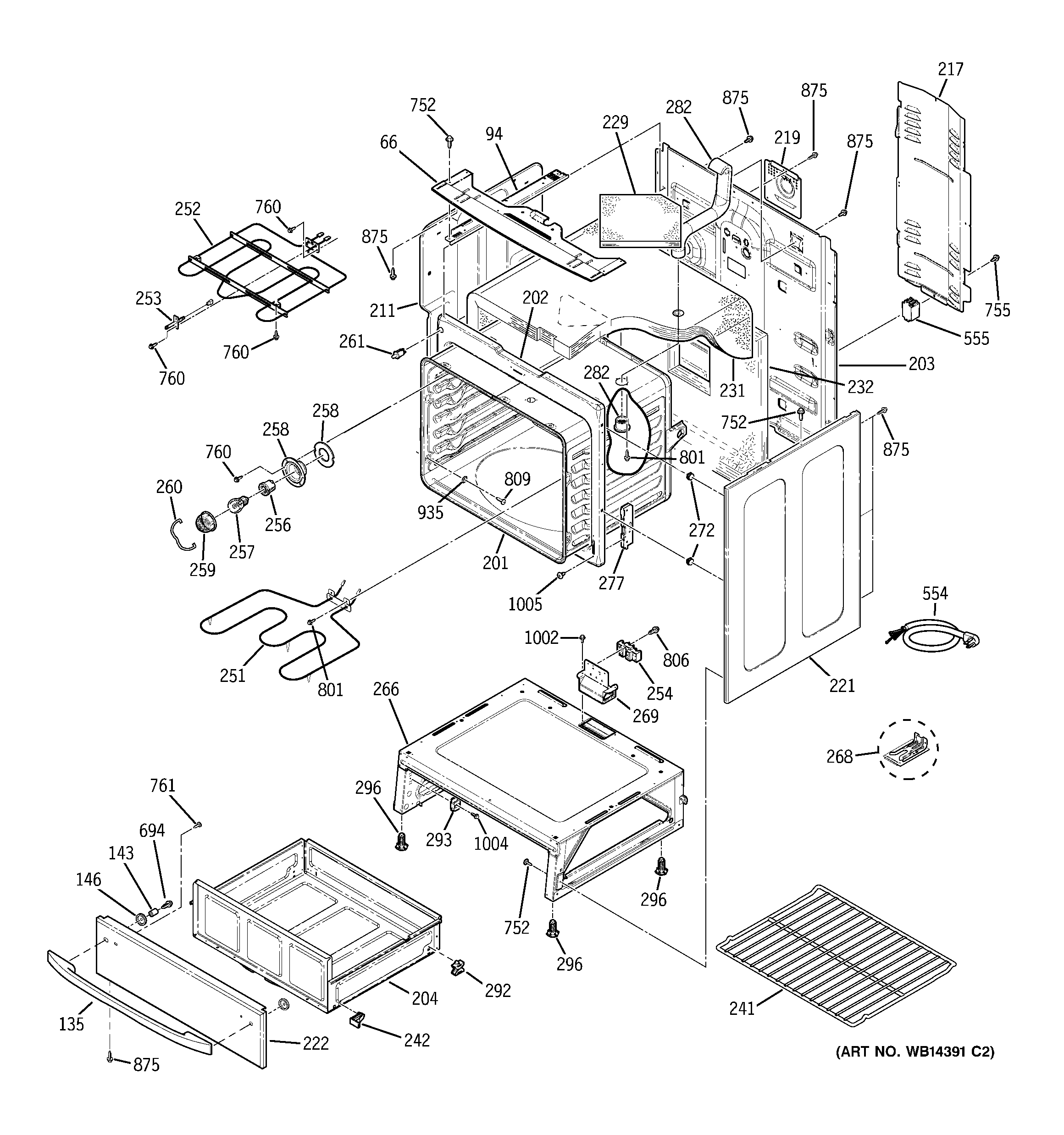 GE PCB800DP1BB body parts diagram