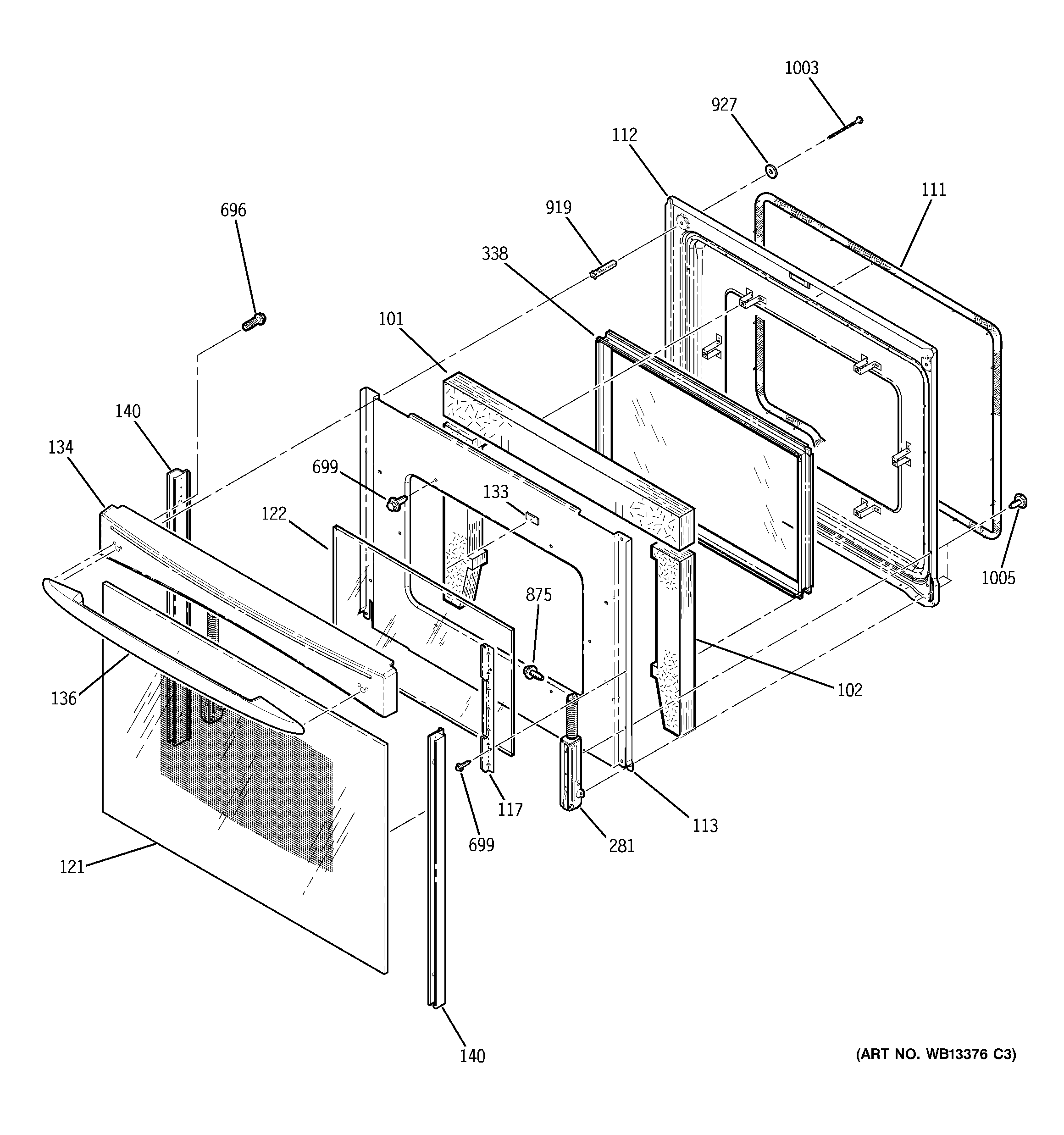 GE PCB800DP1BB door diagram