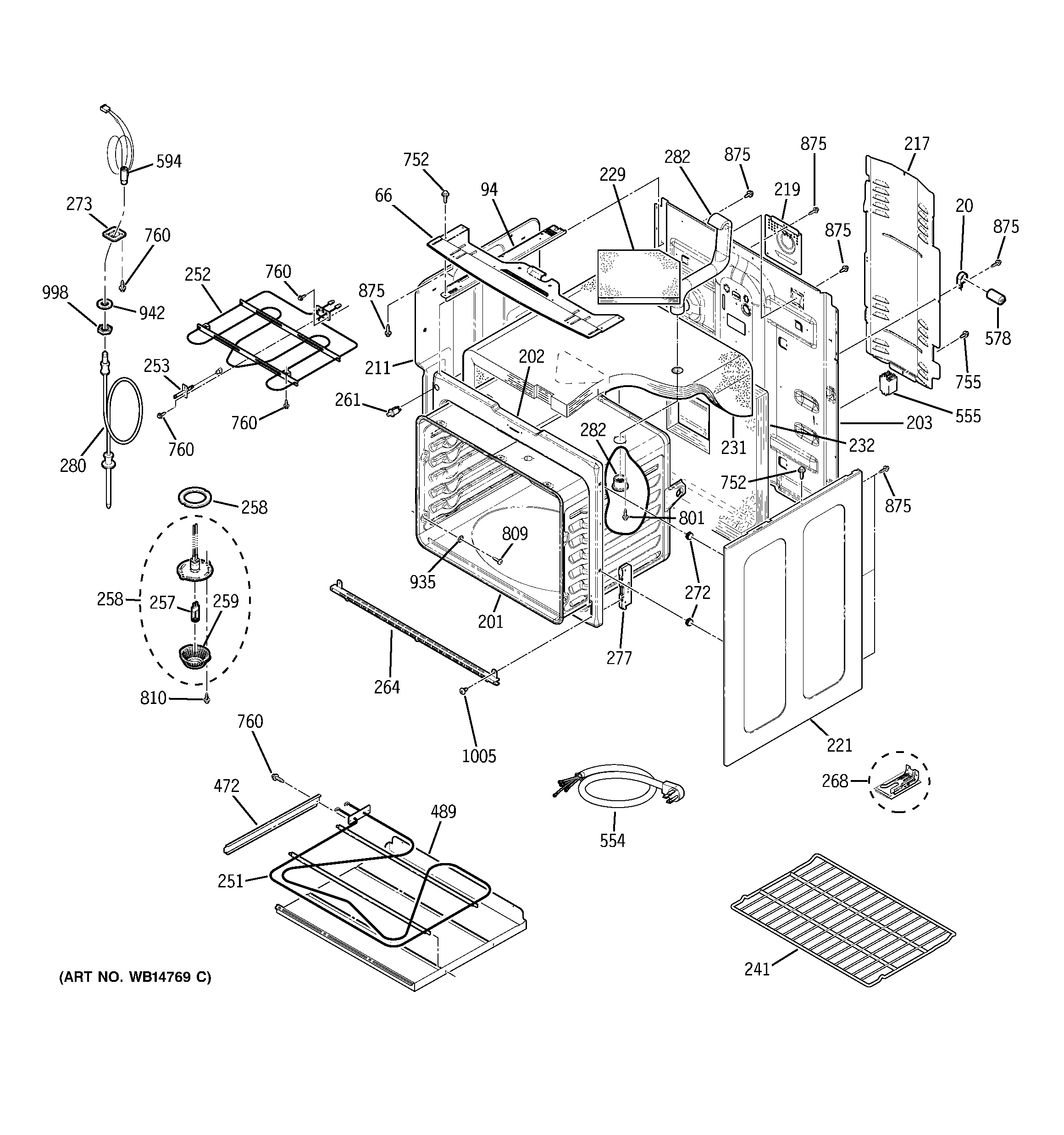 GE PCB969DP1BB body parts diagram