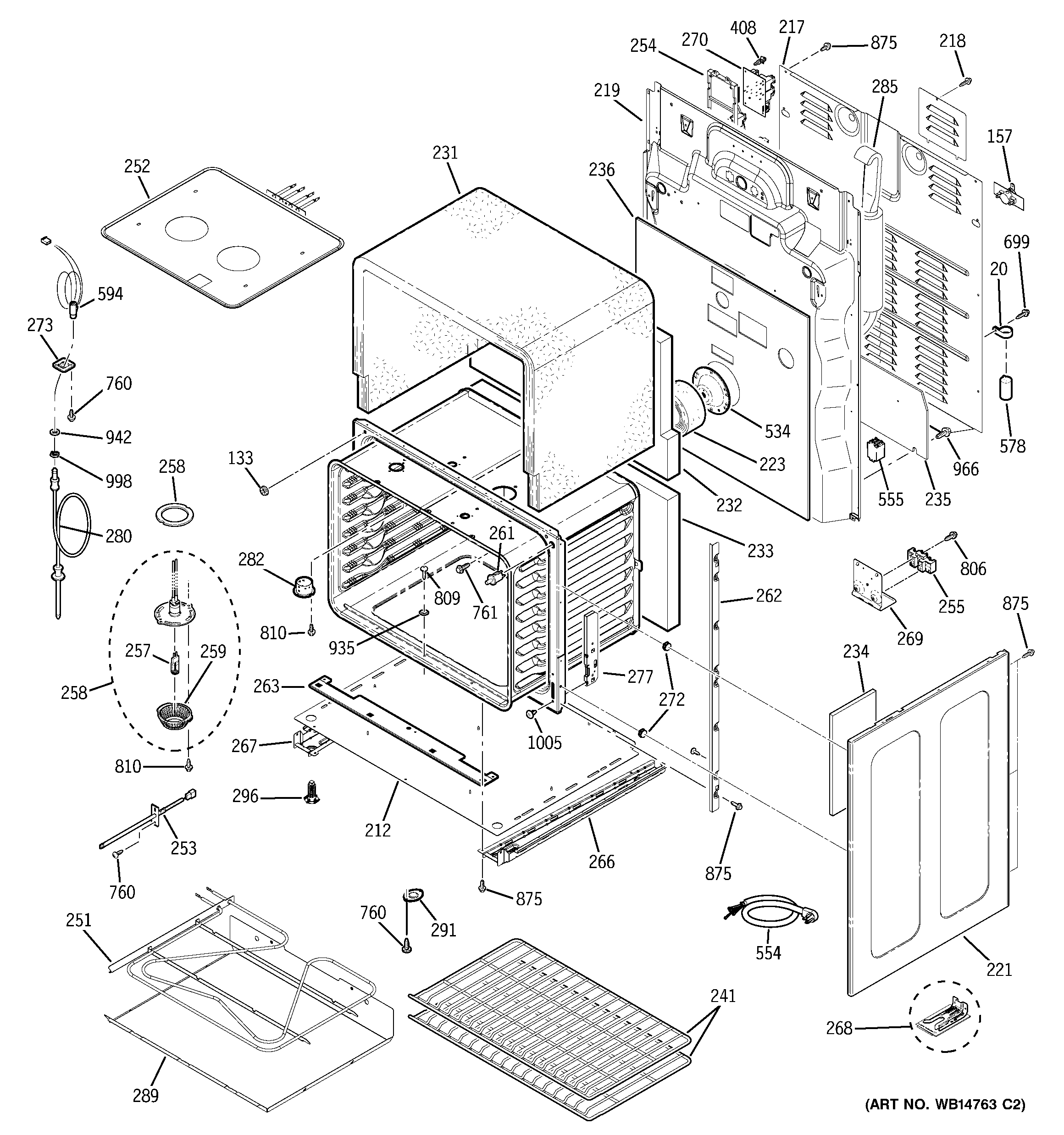 GE PCB975SP1SS lower oven diagram