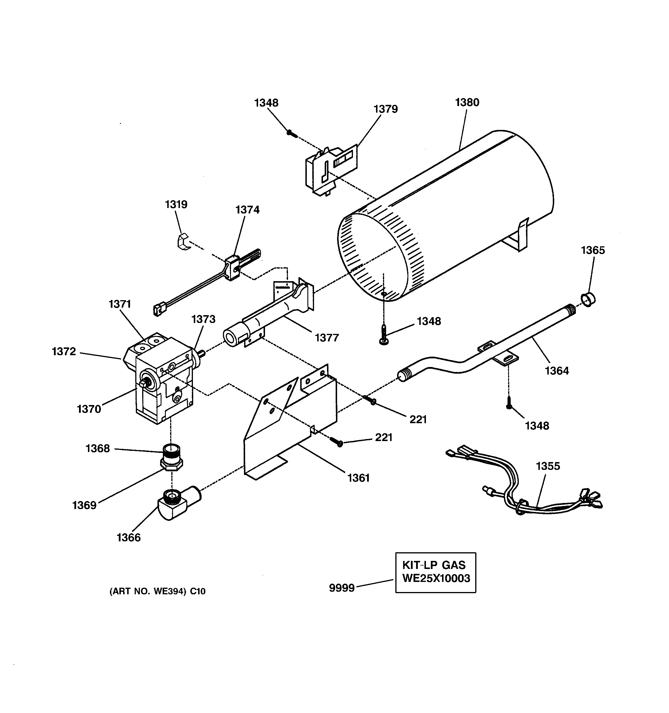 GE DPXH46GA1WW burner diagram