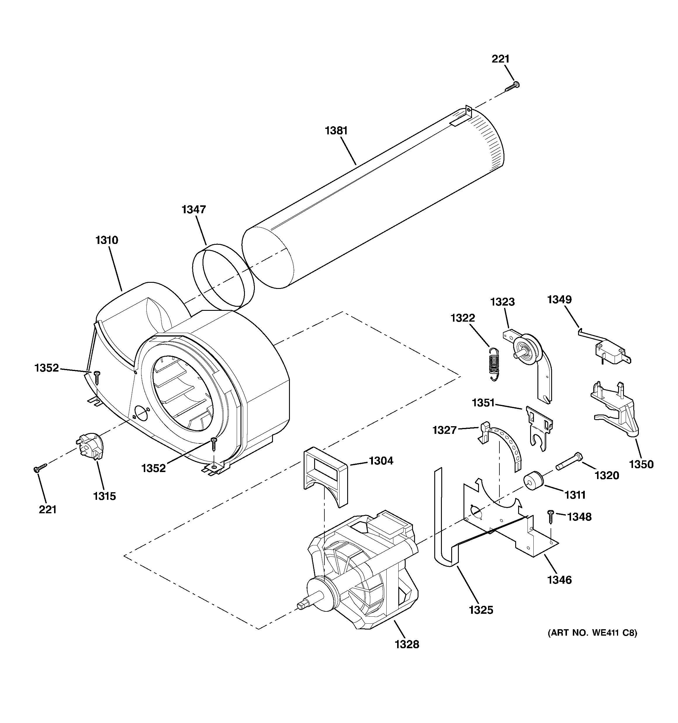 GE DPXH46GA5CC motor diagram