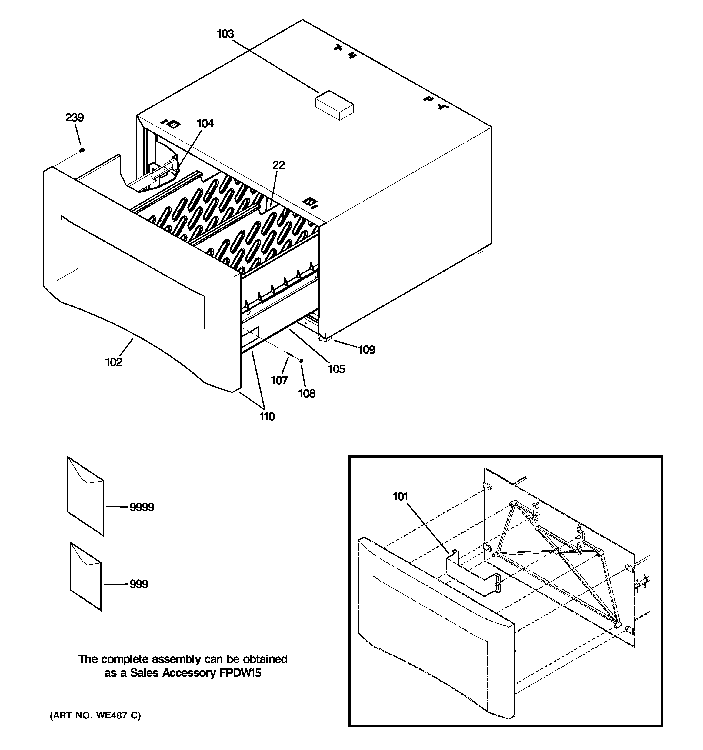GE DSXH47GG0WW pedestal diagram