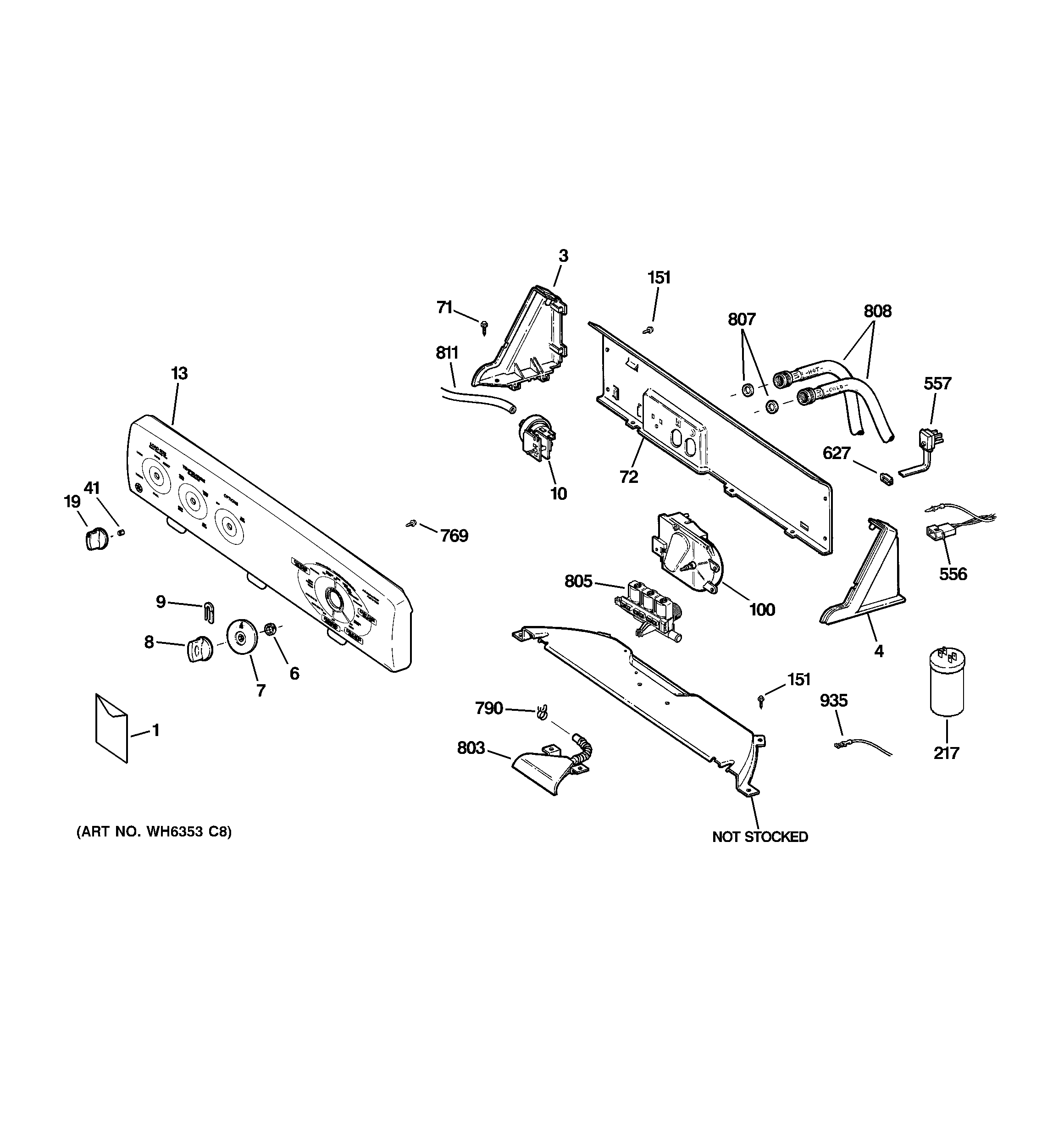 GE GVSR1080H8WW controls & backsplash diagram