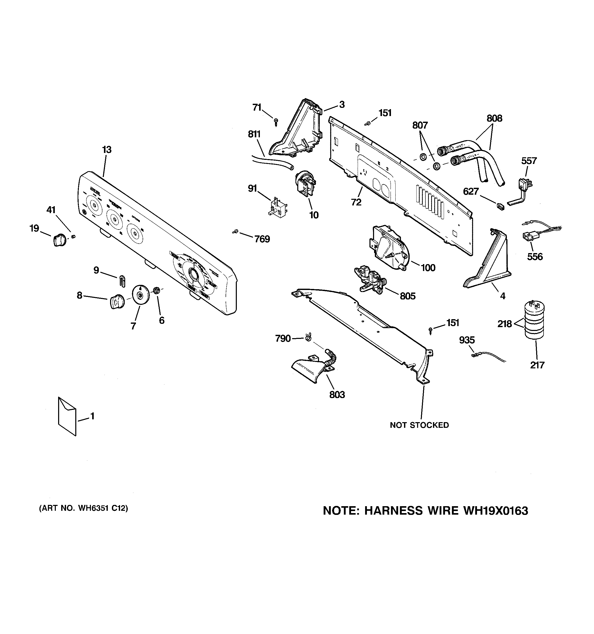 GE S2100G7WW controls & backsplash diagram