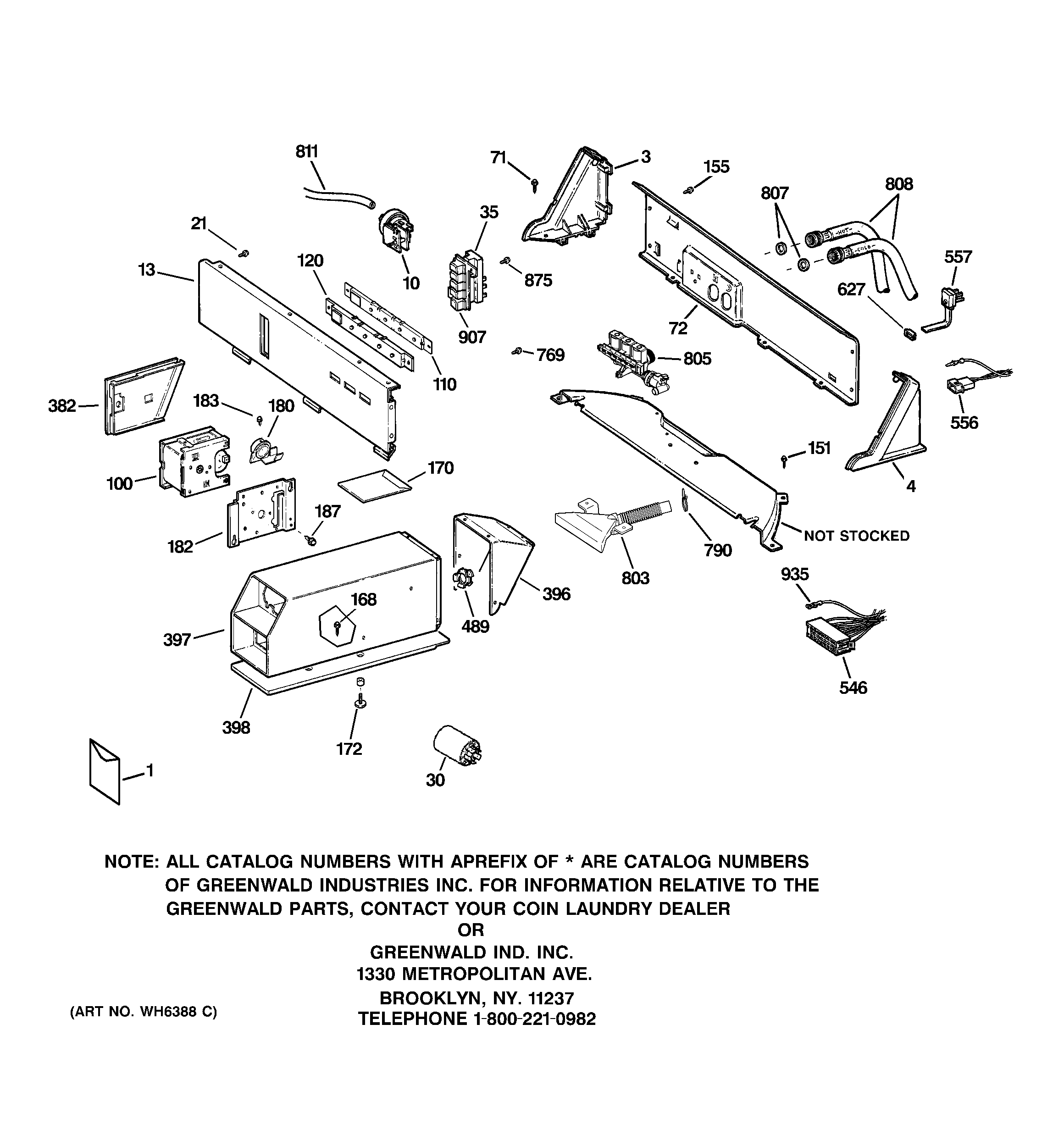 GE WCRD2050H6WC backsplash & coin box assembly diagram