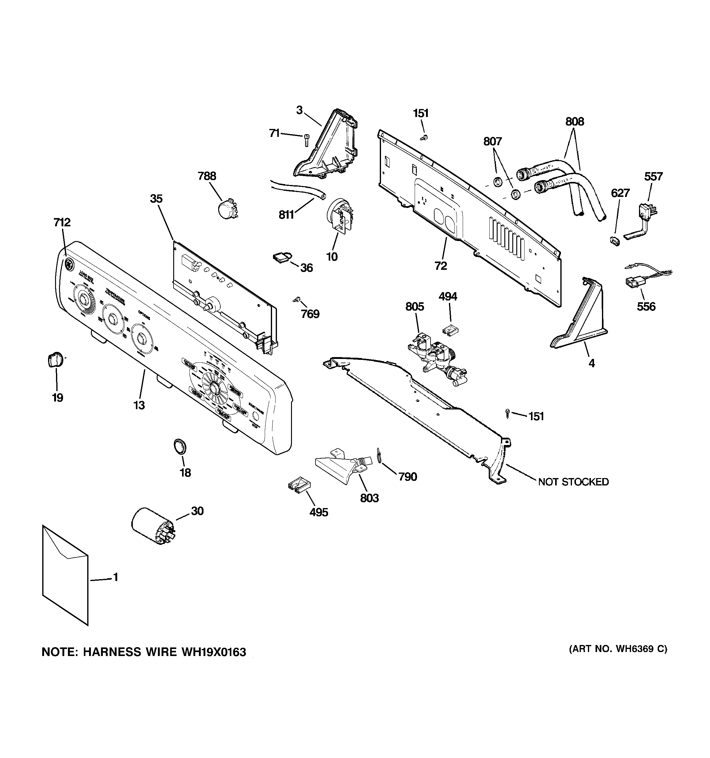 GE WCRE6270H2CC controls & backsplash diagram