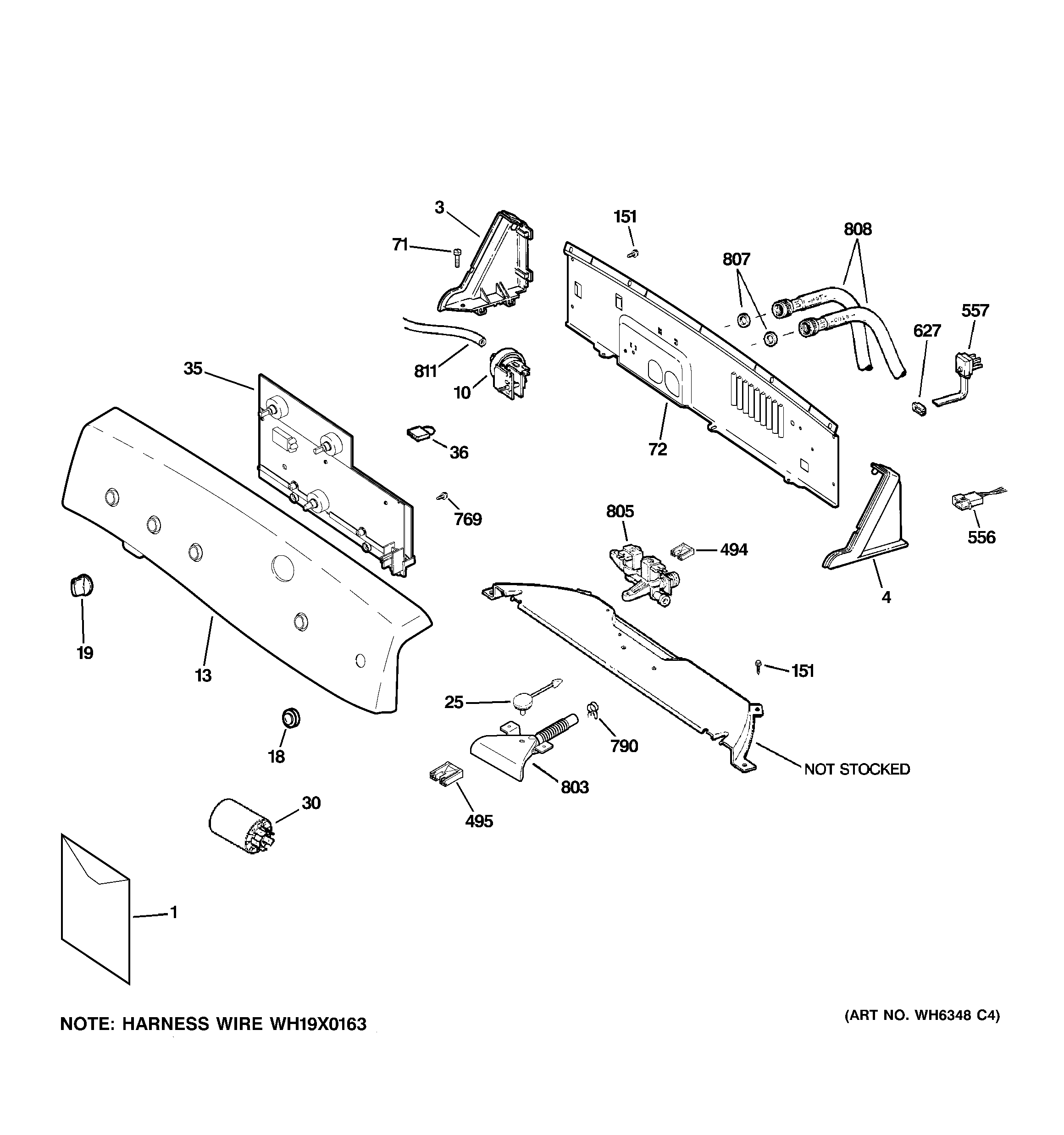 GE WPRE6100G3WT controls & backsplash diagram