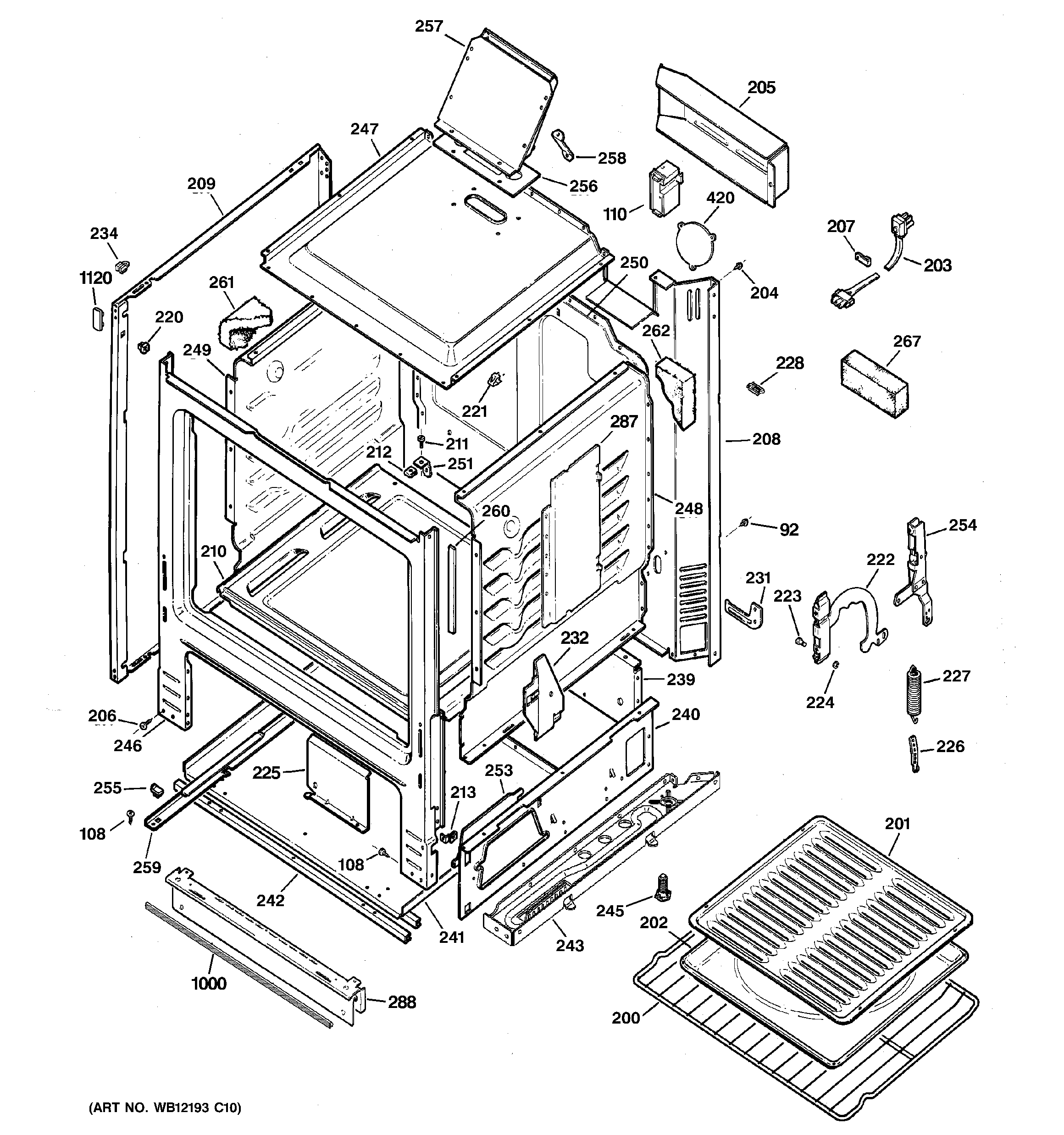 GE JGBS04BEM4WH body parts diagram