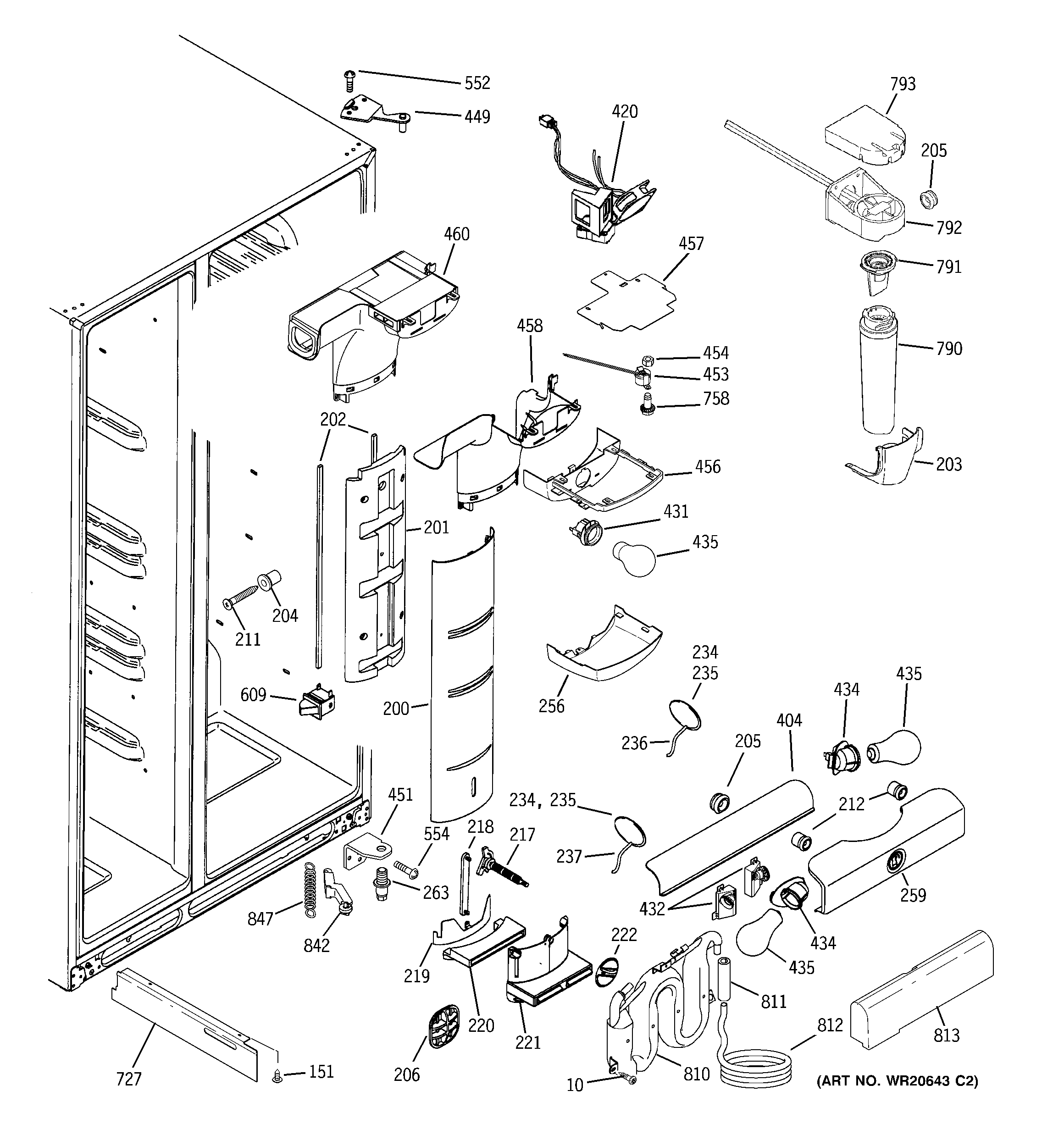 GE PSK25VGXACCC fresh food section diagram
