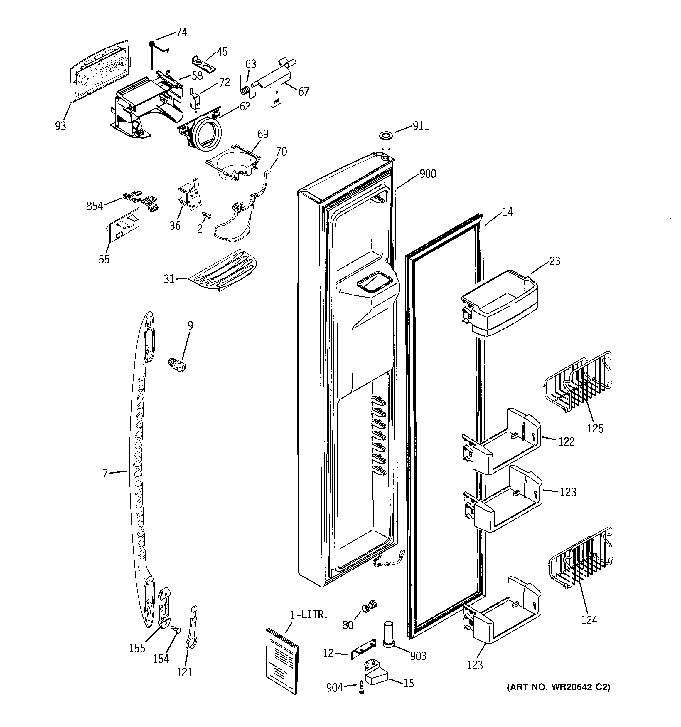GE PSK29VHXACWW freezer door diagram