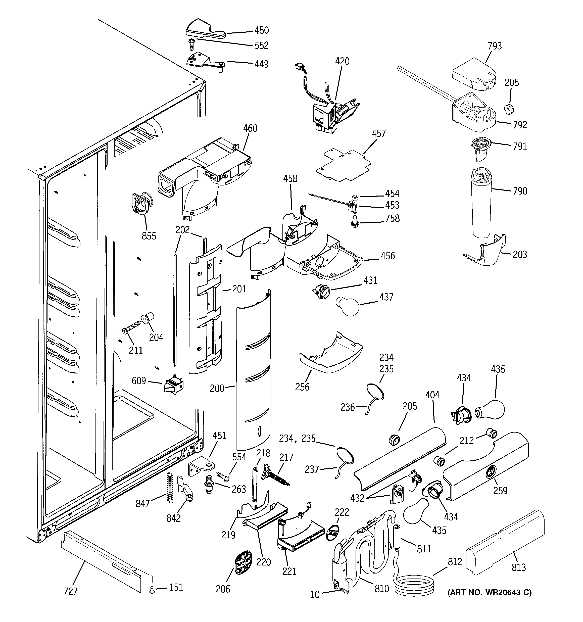 GE PSK29VHXACWW fresh food section diagram