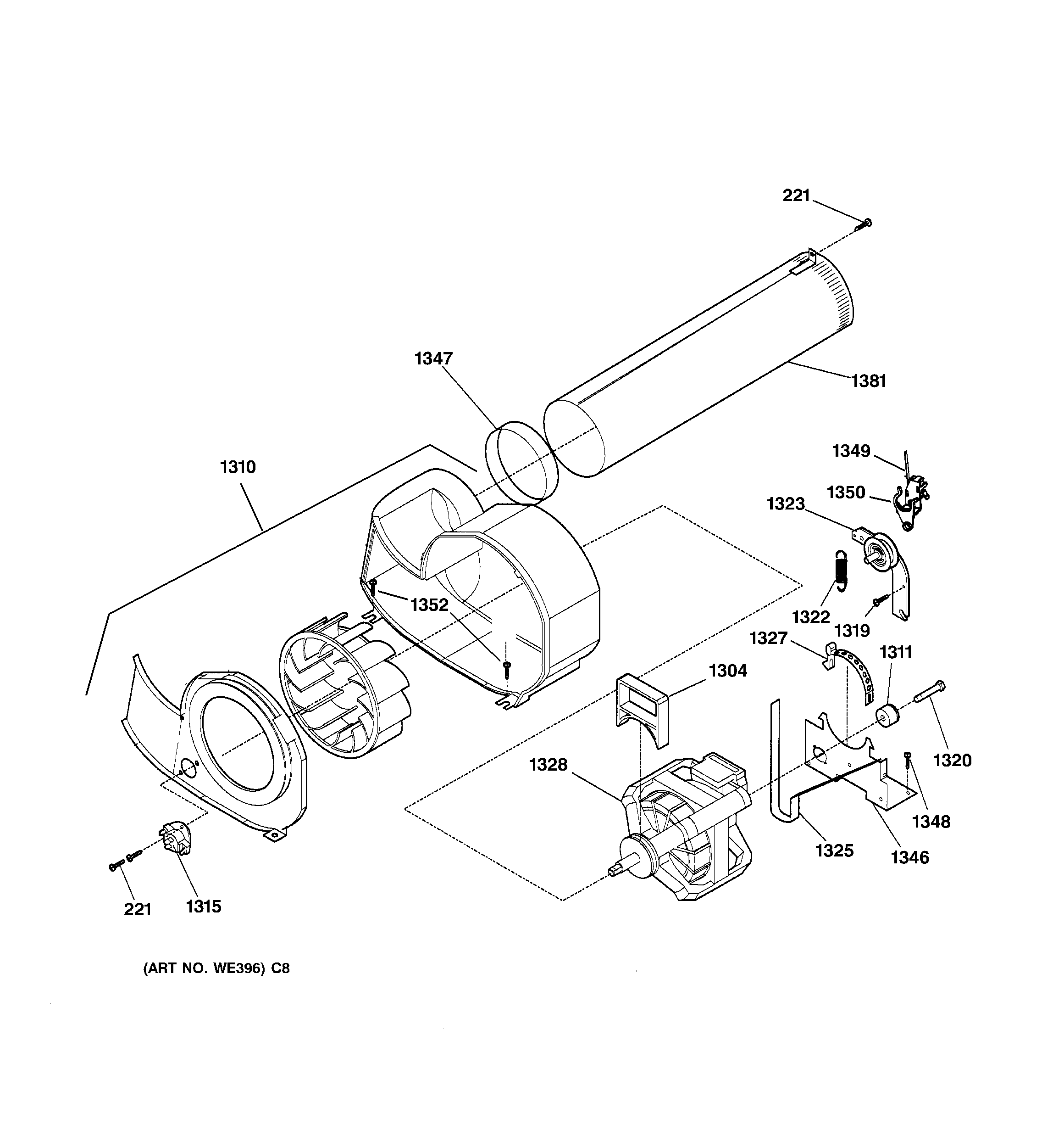 GE DPXH46GA0WW motor diagram