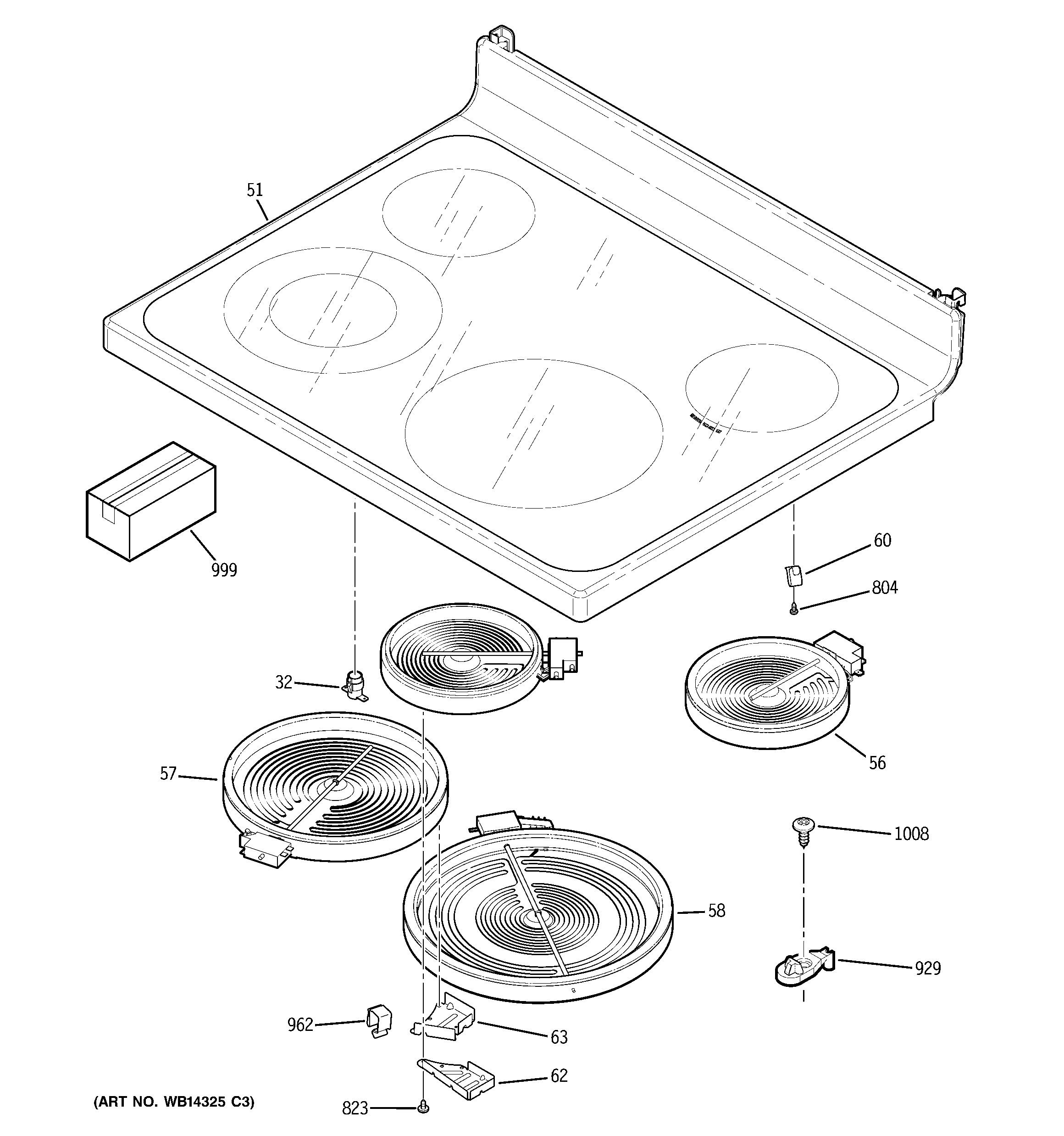 GE EER2001M02SS cooktop diagram
