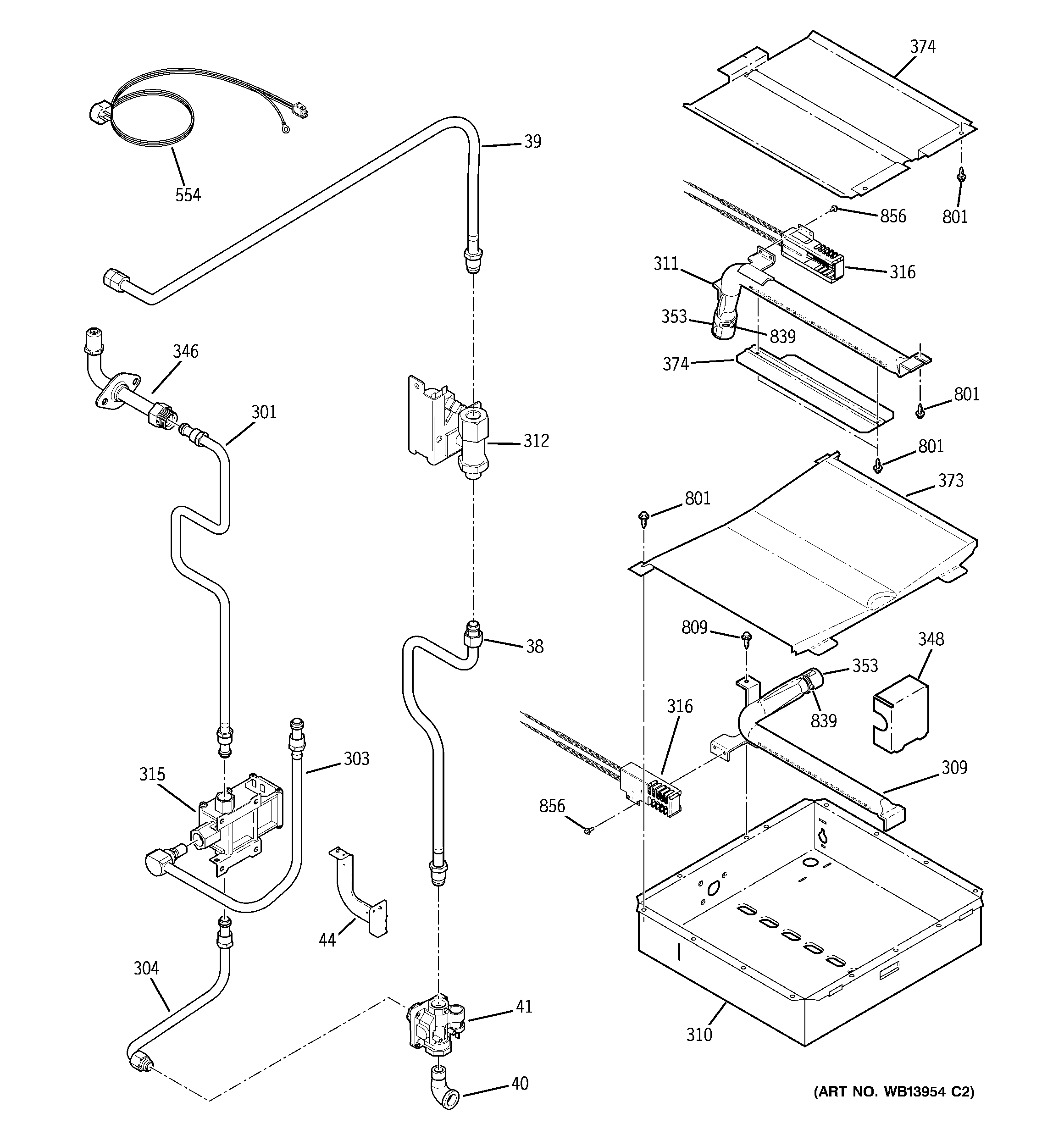 GE PGS975SEM3SS gas & burner parts diagram
