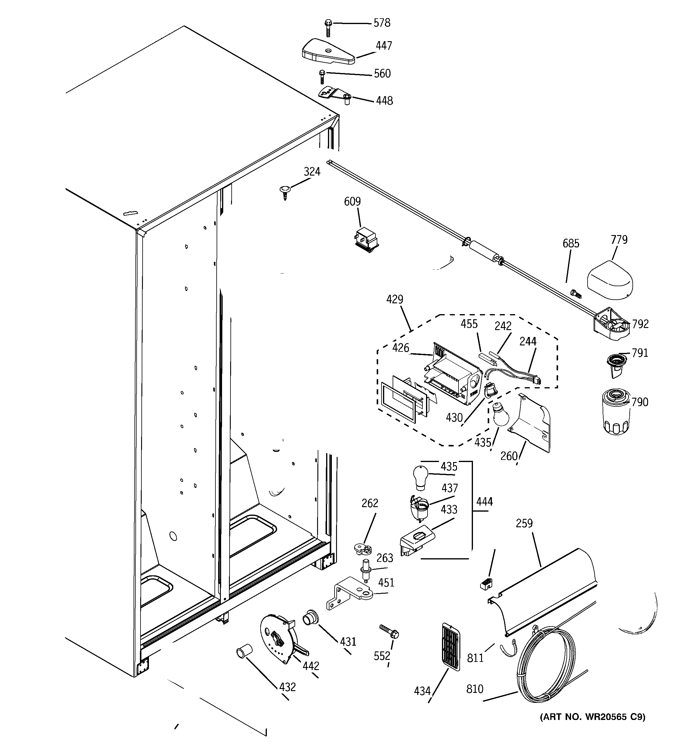 GE BSS25JFTIWW fresh food section diagram