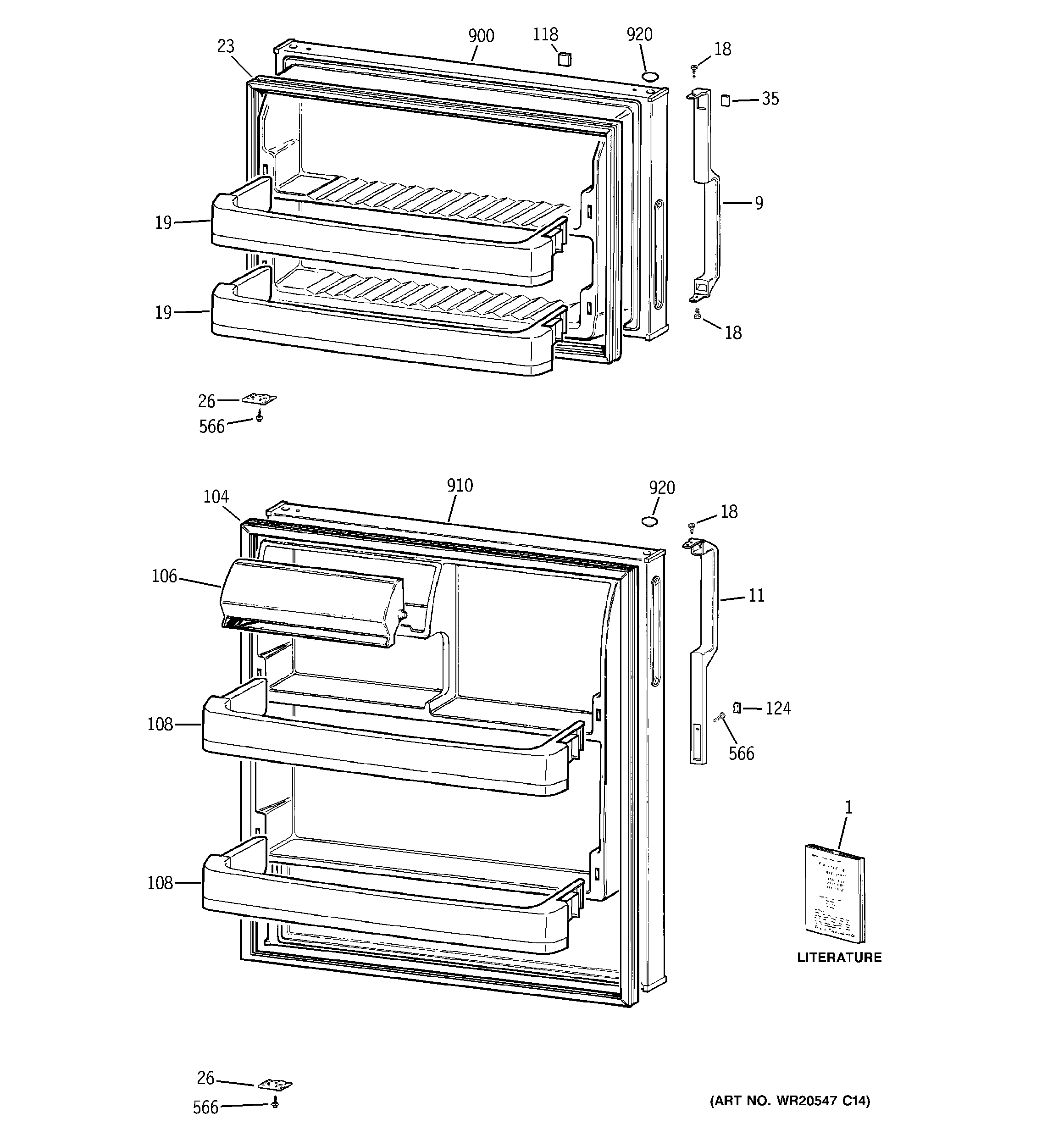 GE GTE16BBSMRWW doors diagram