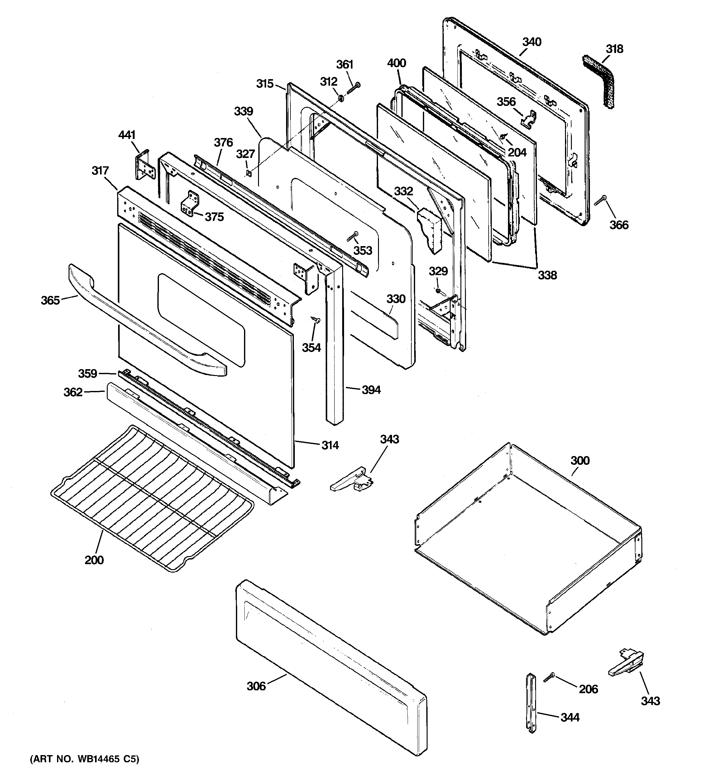 Hotpoint RGB790DEP1WW door & drawer parts diagram