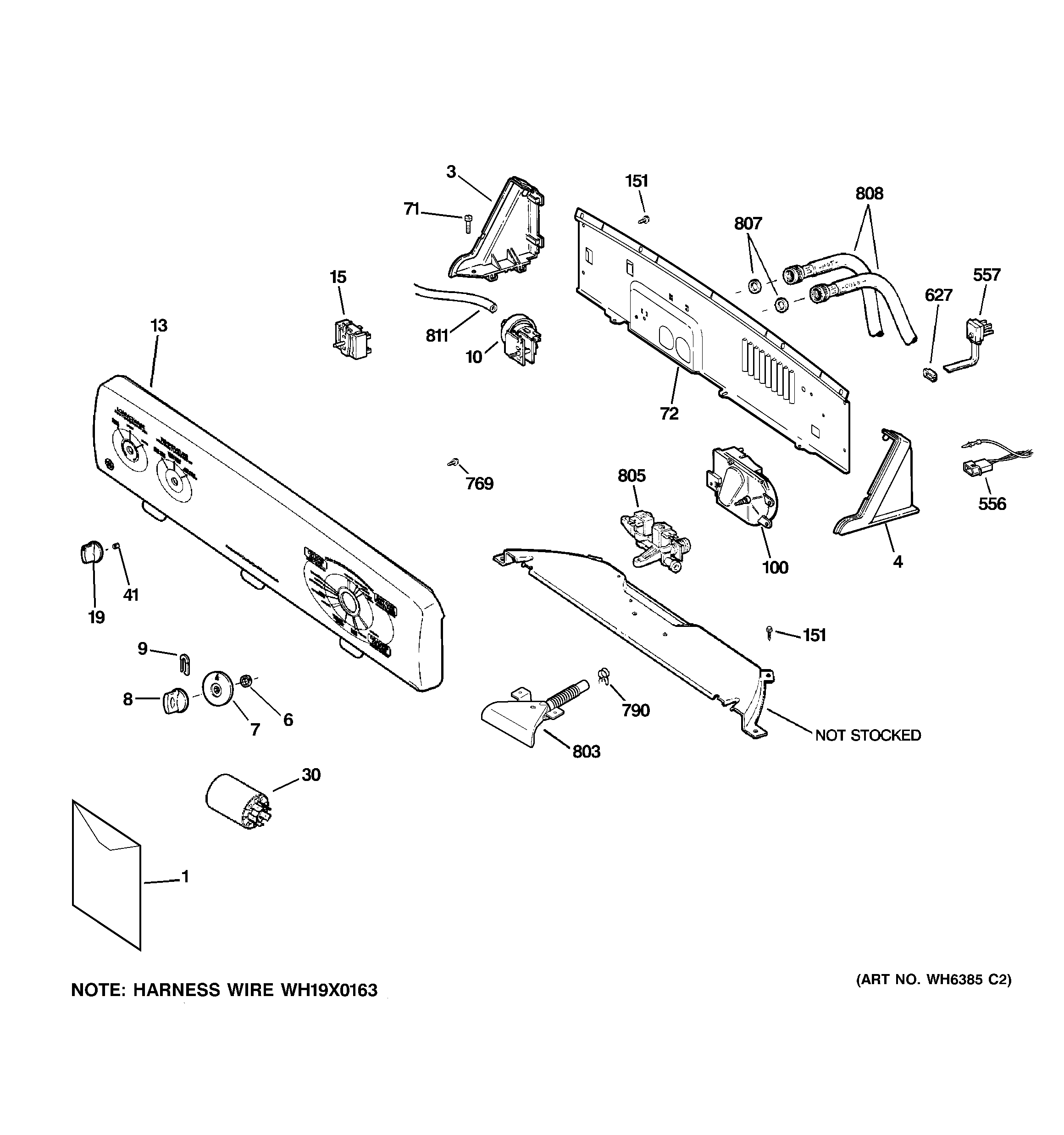 GE GFSR3110H3WW controls & backsplash diagram