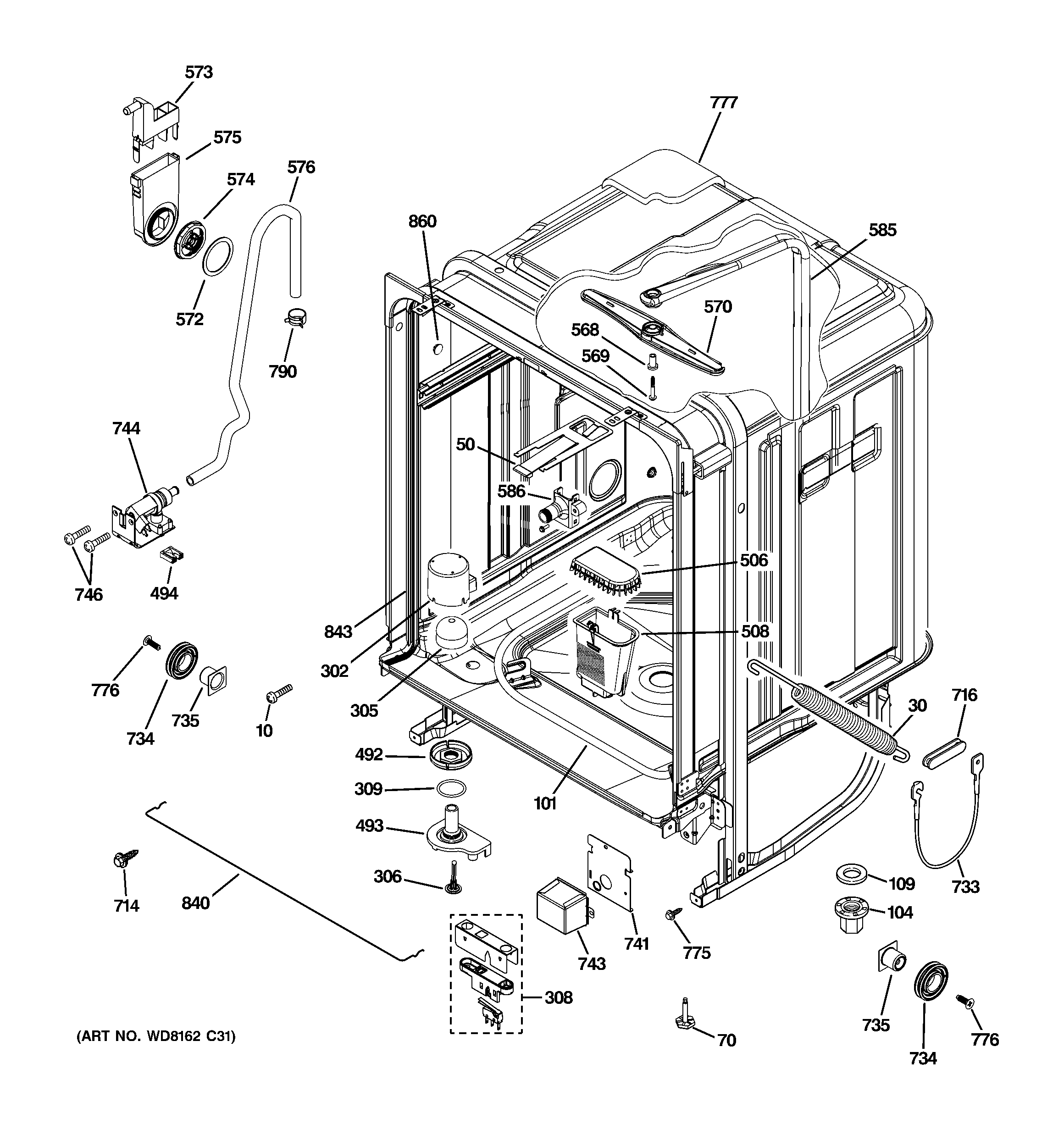 GE EDWF800P00BB body parts diagram