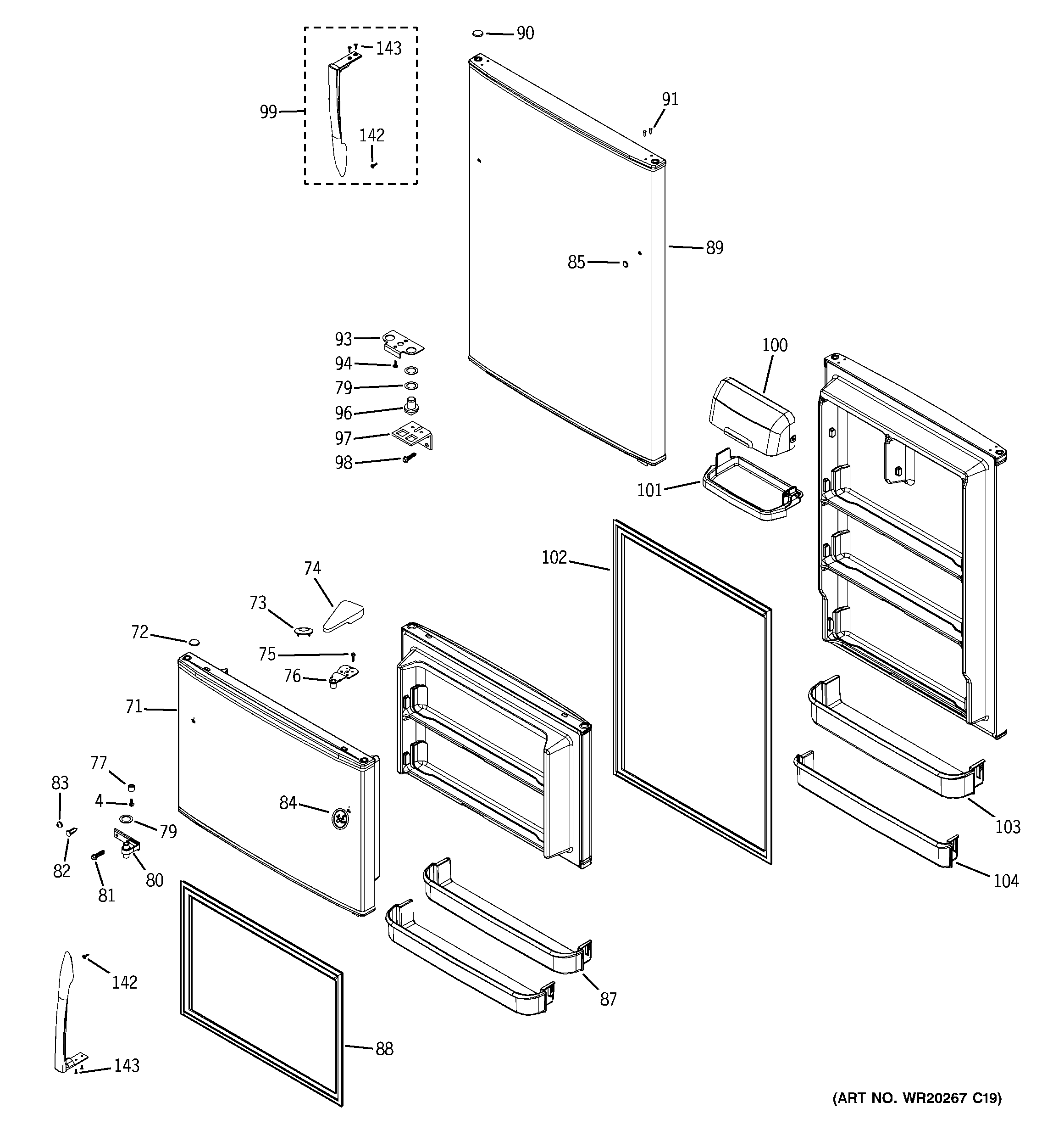 GE GTH21KCXACC doors diagram