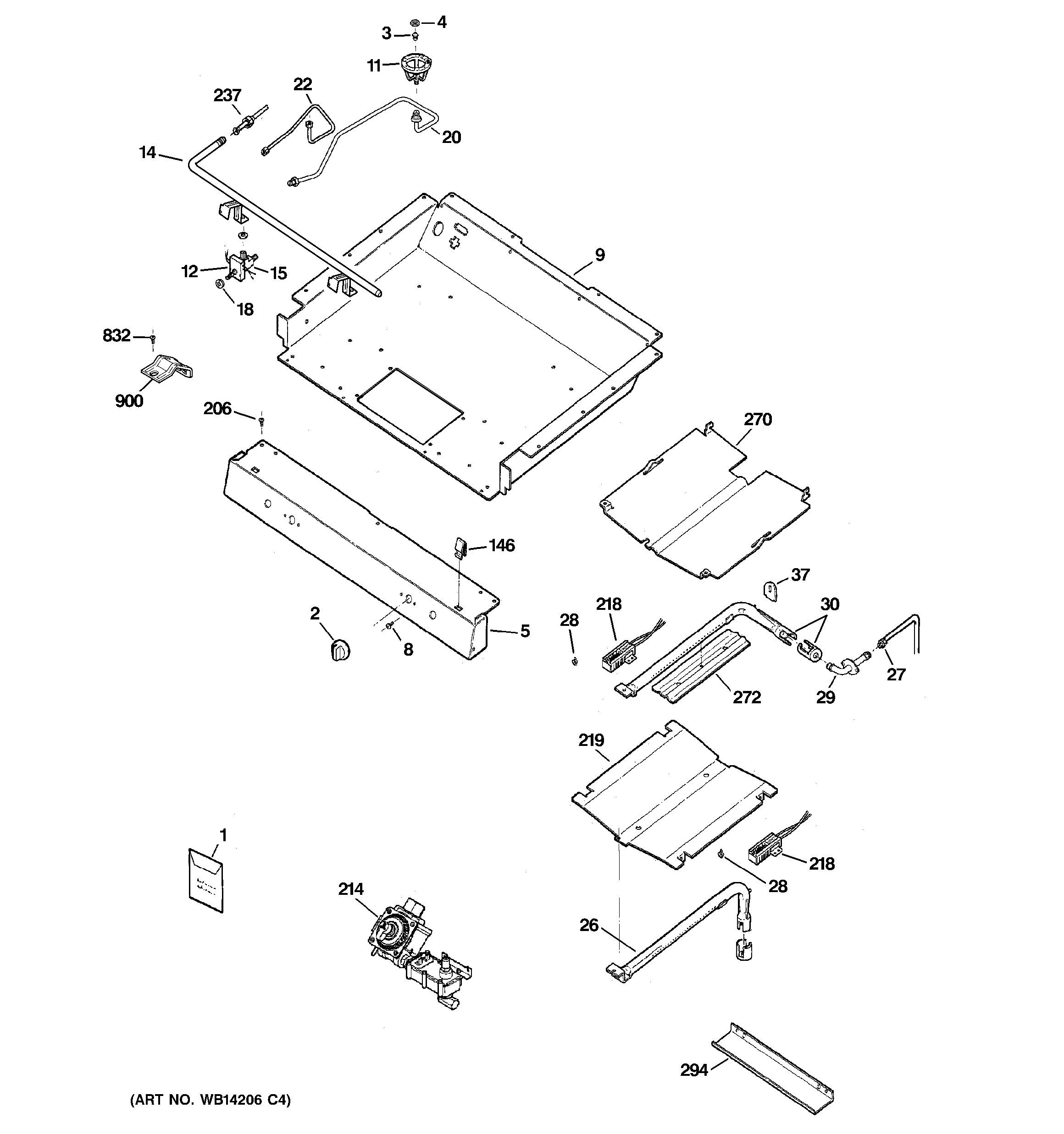 GE JGBP25DEM7BB gas & burner parts diagram