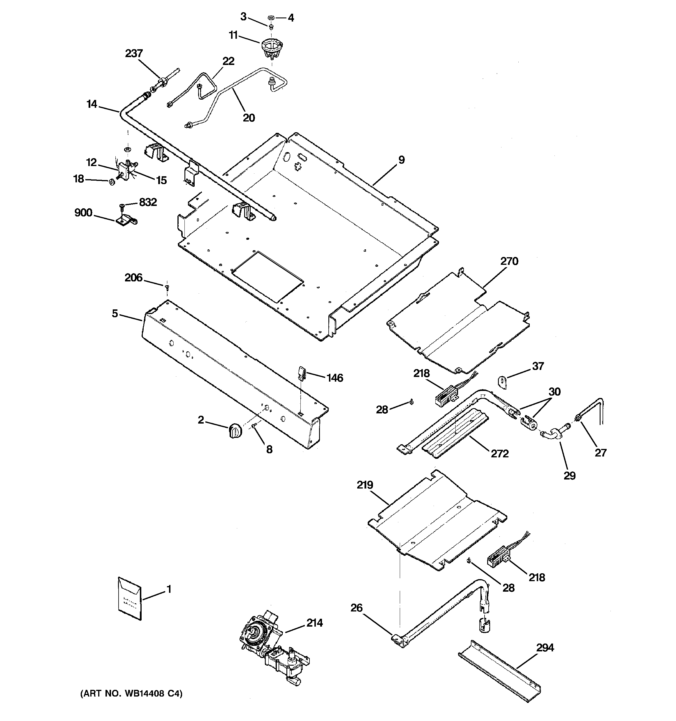 GE JGBP28WEK9WW gas & burner parts diagram