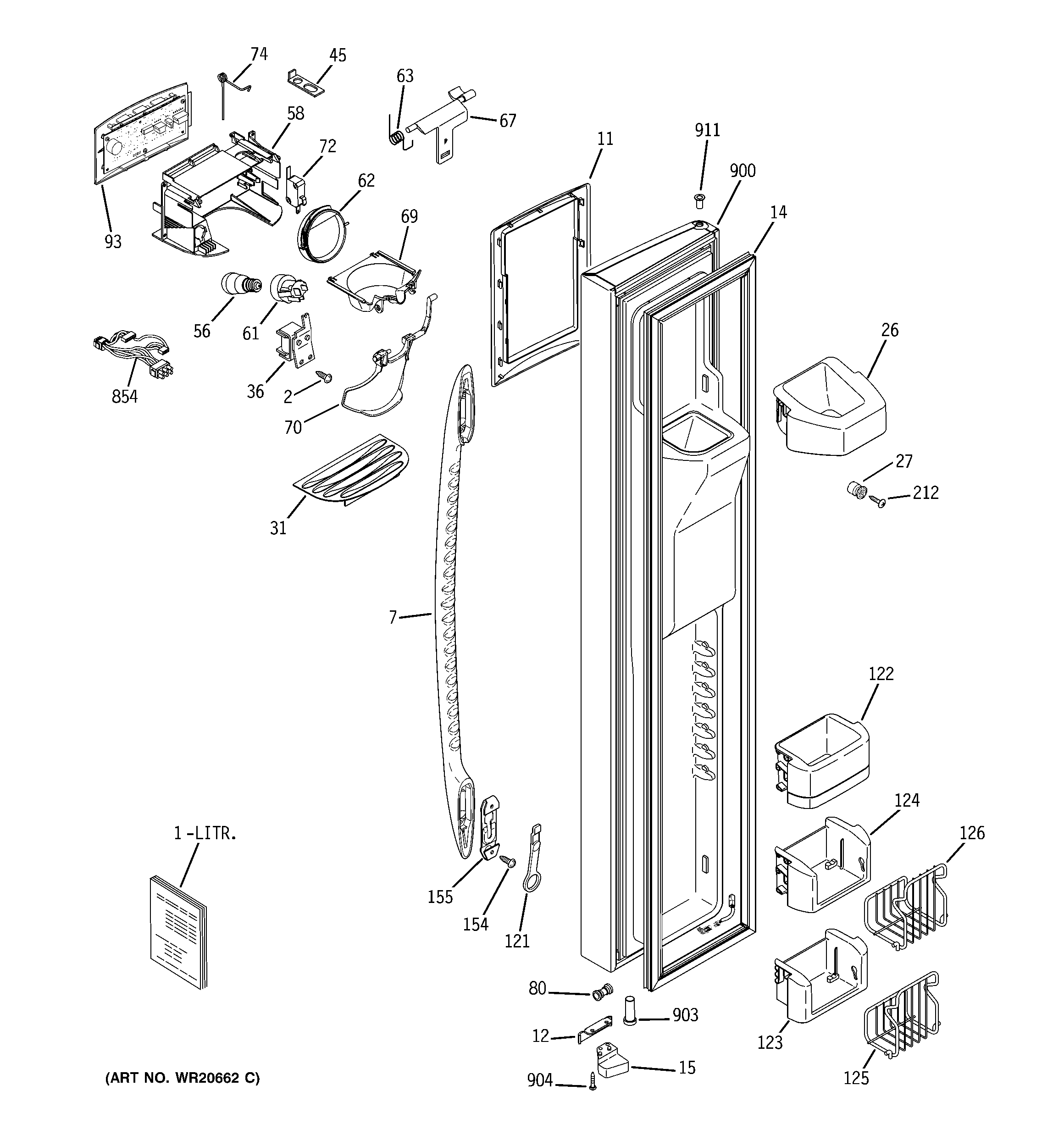 GE PSSF3RGXDCC freezer door diagram