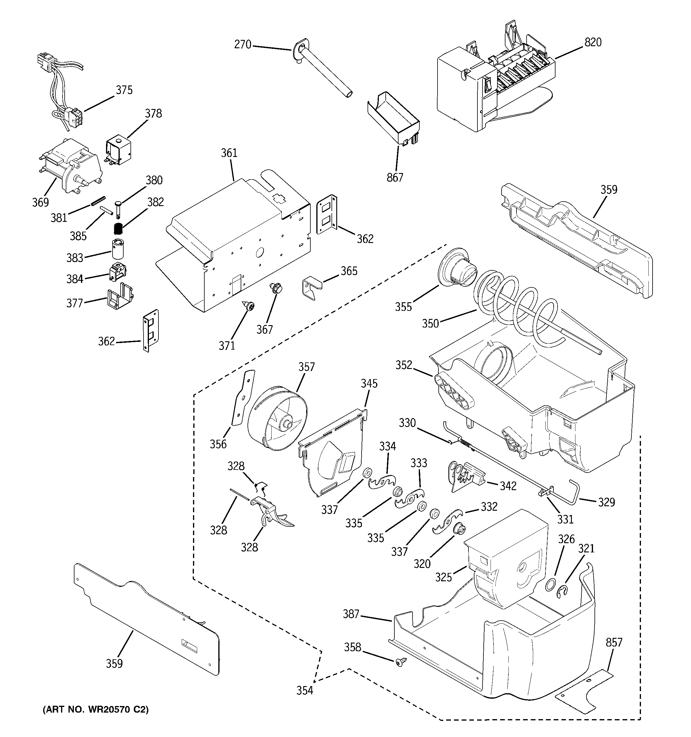 GE PSSF3RGXDCC ice maker & dispenser diagram