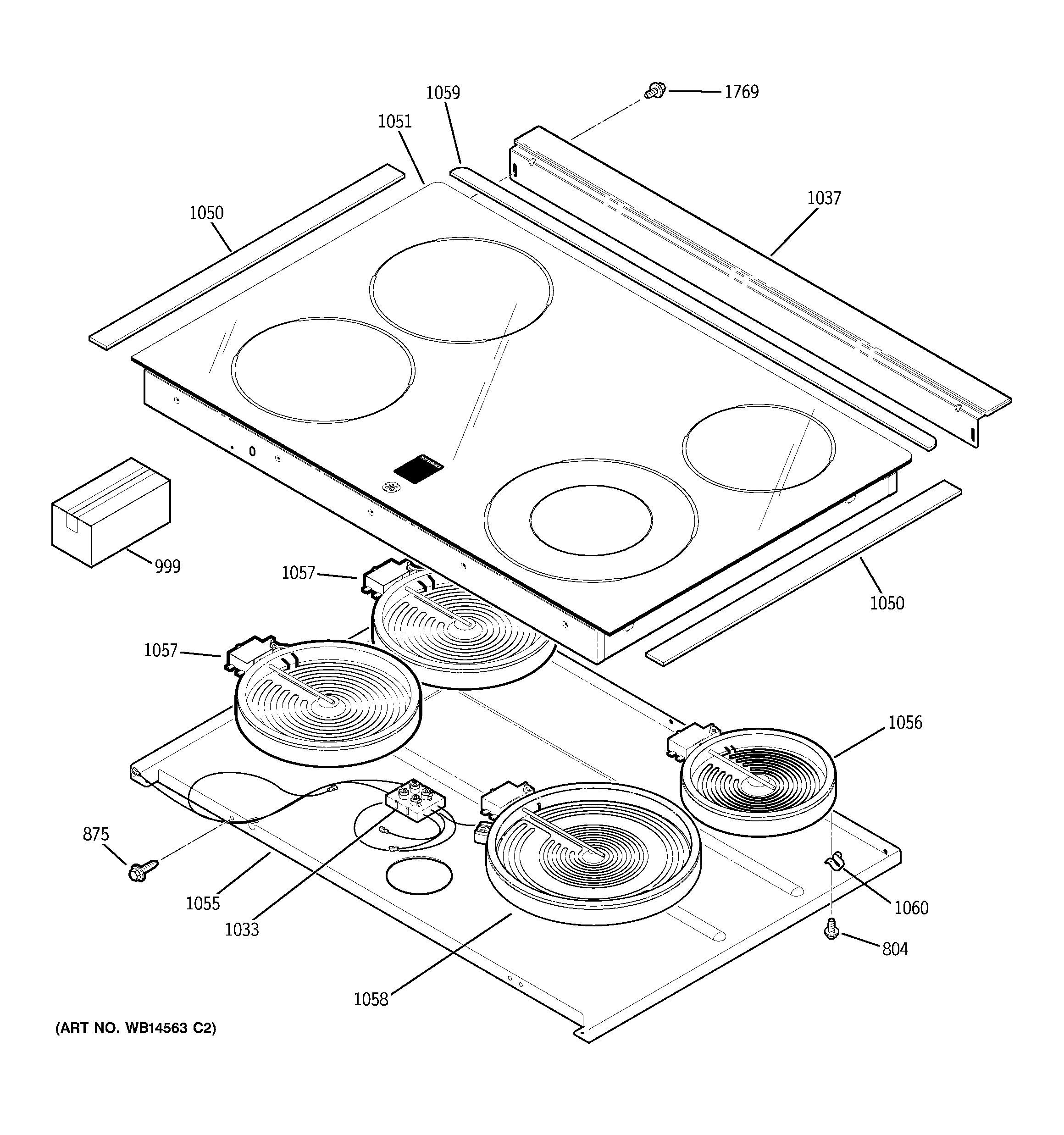 GE JSP42DN1WW cooktop diagram