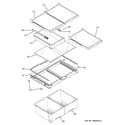 GE GBSC0HBXCRBB fresh food shelves diagram
