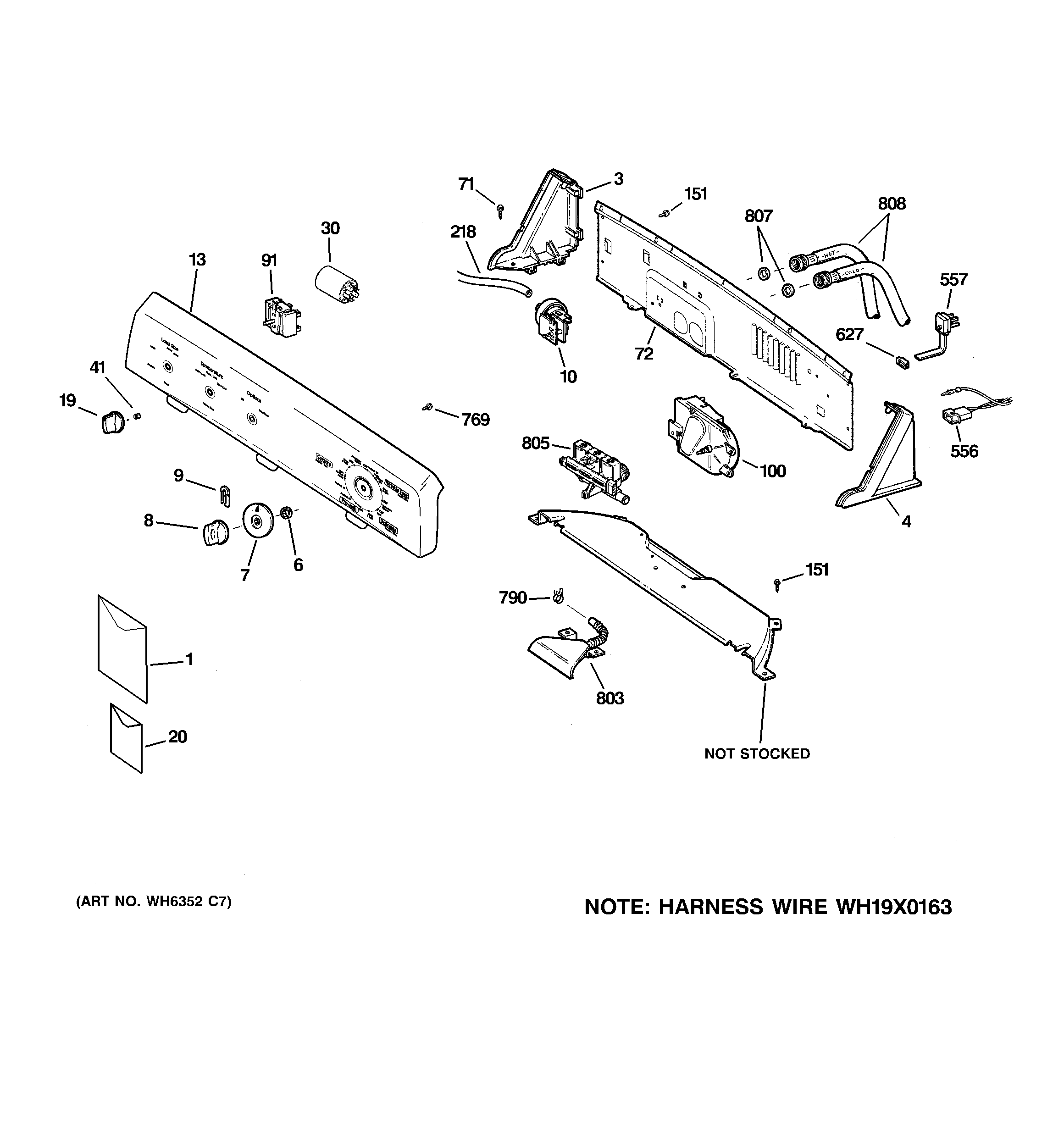 Hotpoint VBSR3100G4WW controls & backsplash diagram