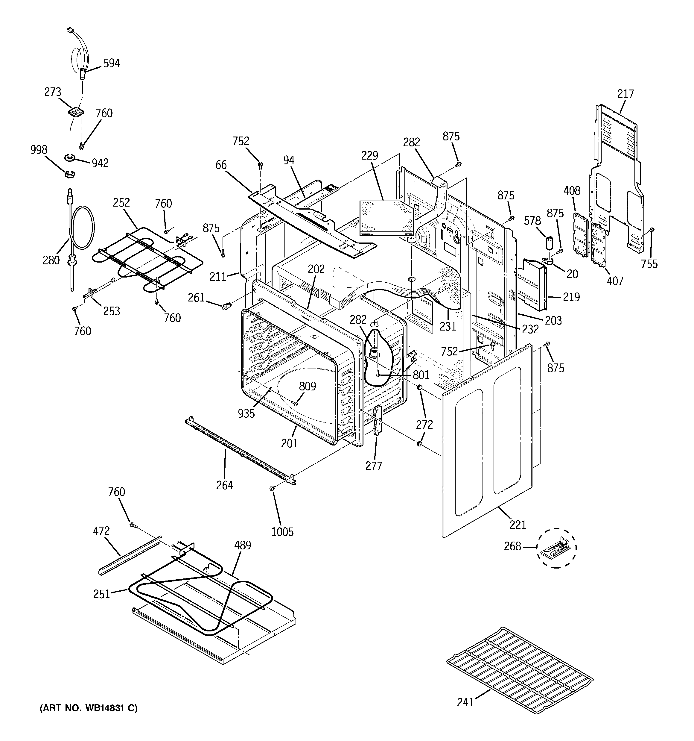 GE PB920DP1BB body parts diagram