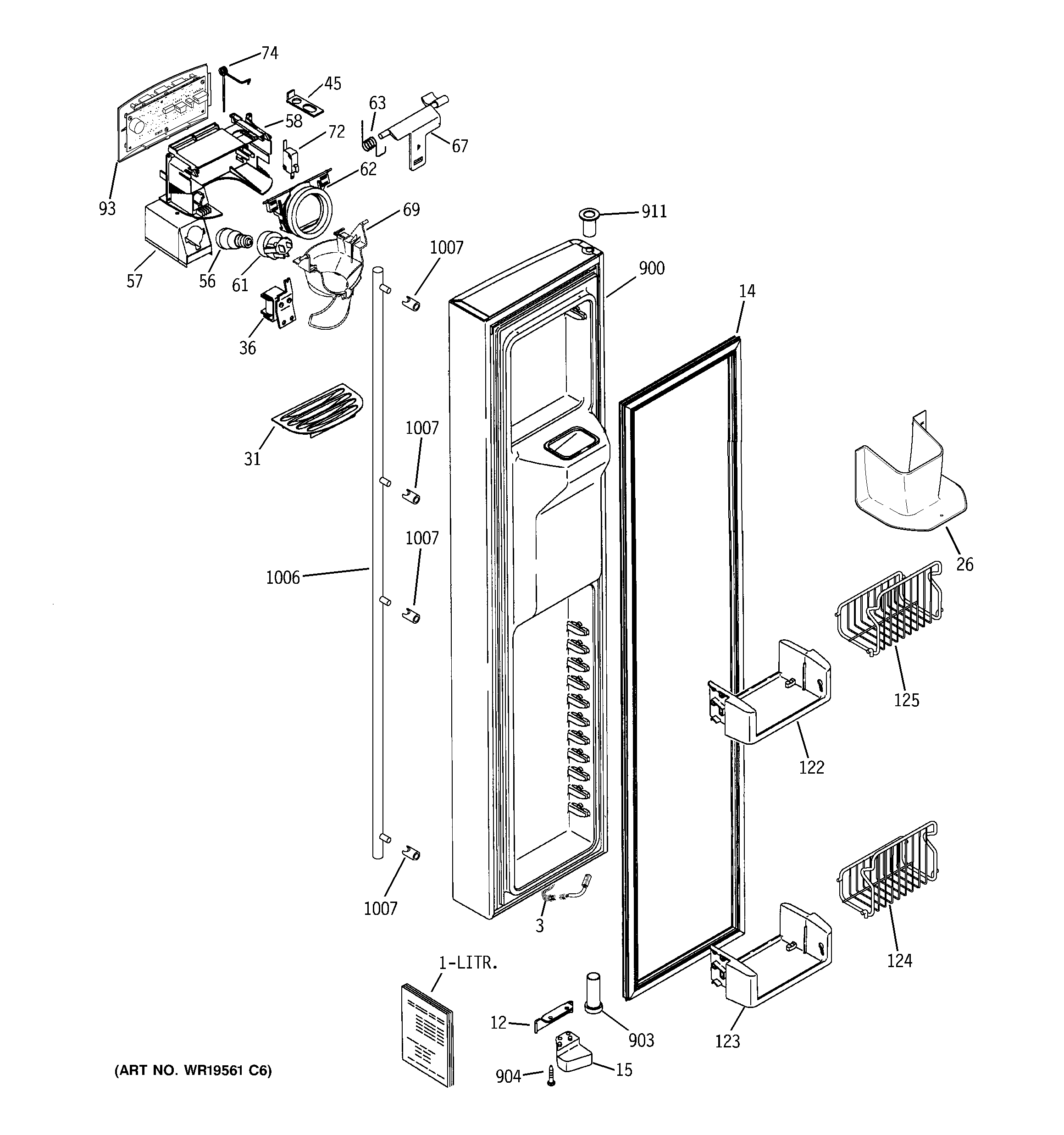 GE ZFSB23DRHSS freezer door diagram