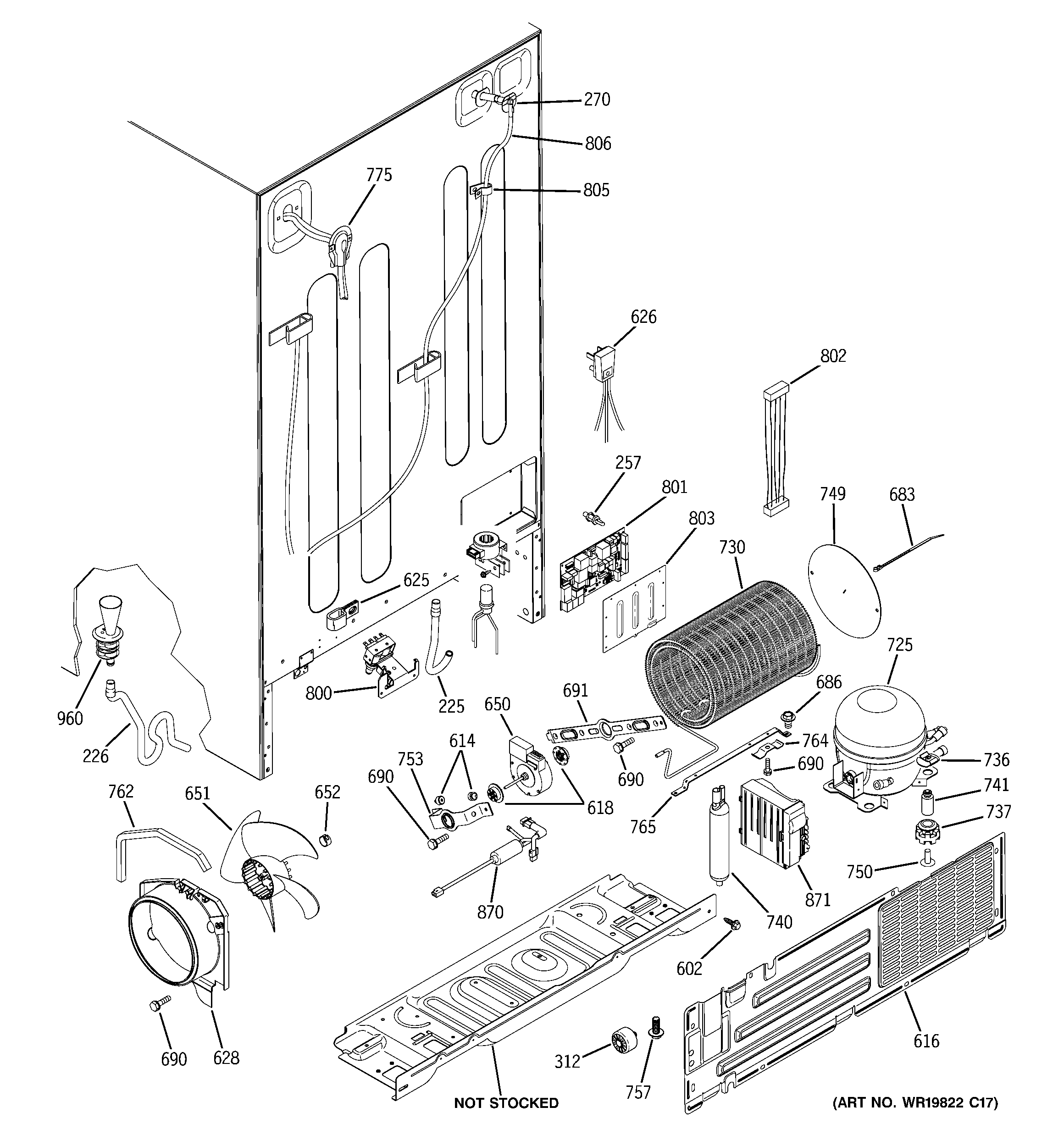 GE ZFSB23DRHSS sealed system & mother board diagram