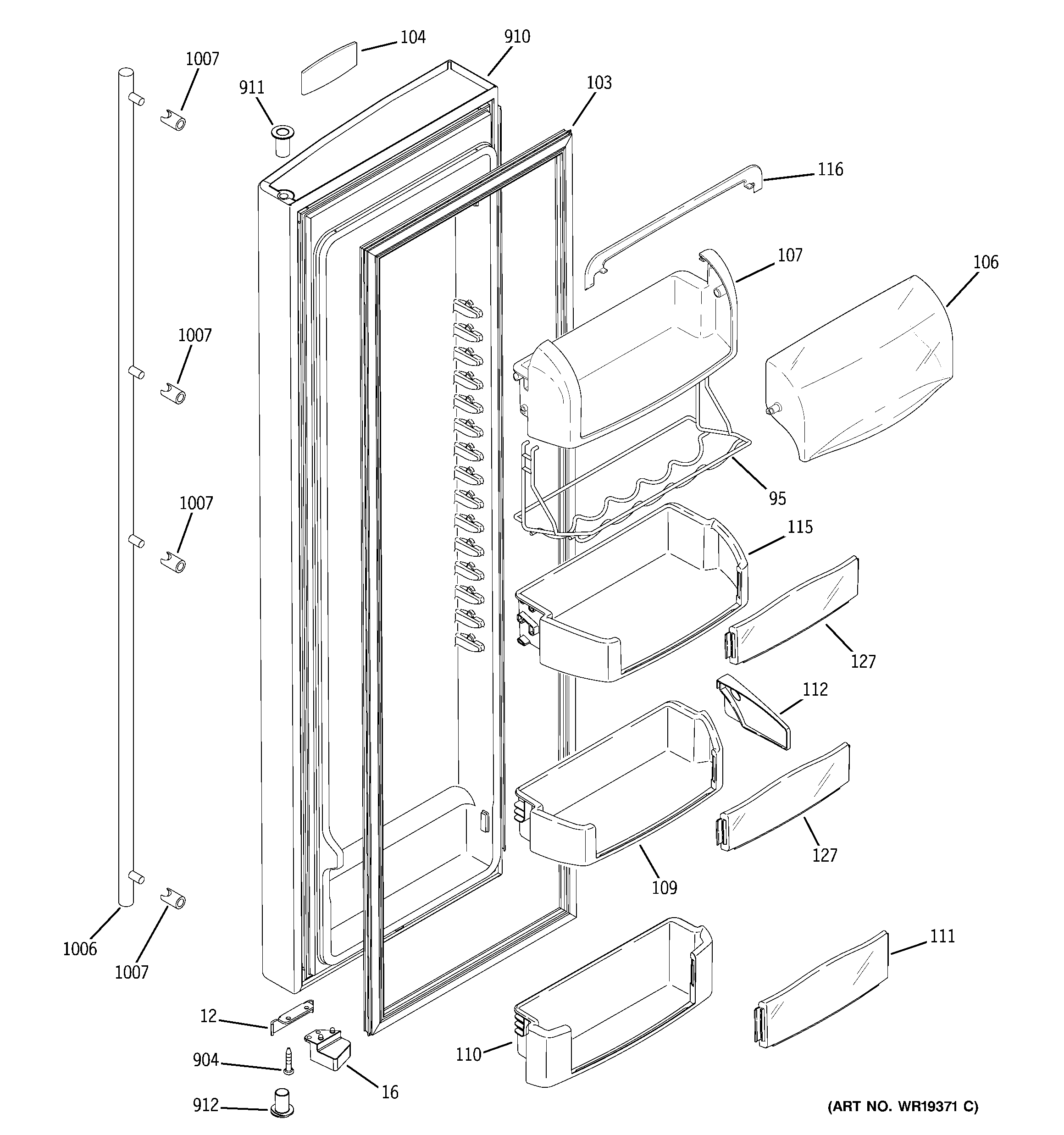 GE ZFSB23DRHSS fresh food door diagram
