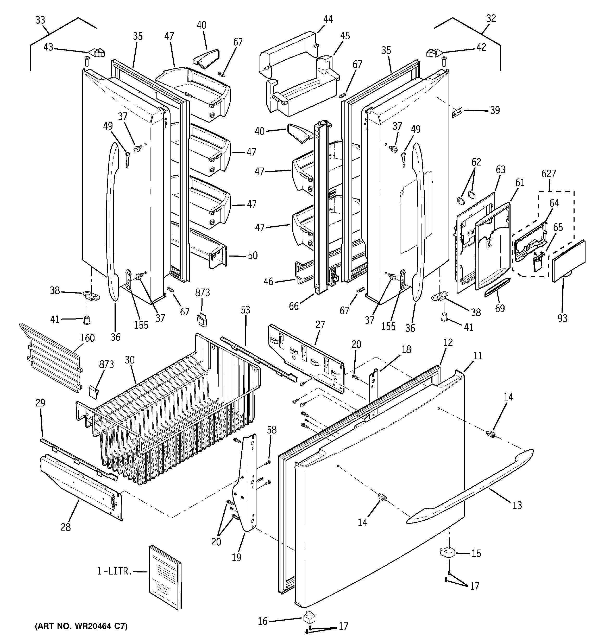 GE PFSE5NJYCDWW doors diagram