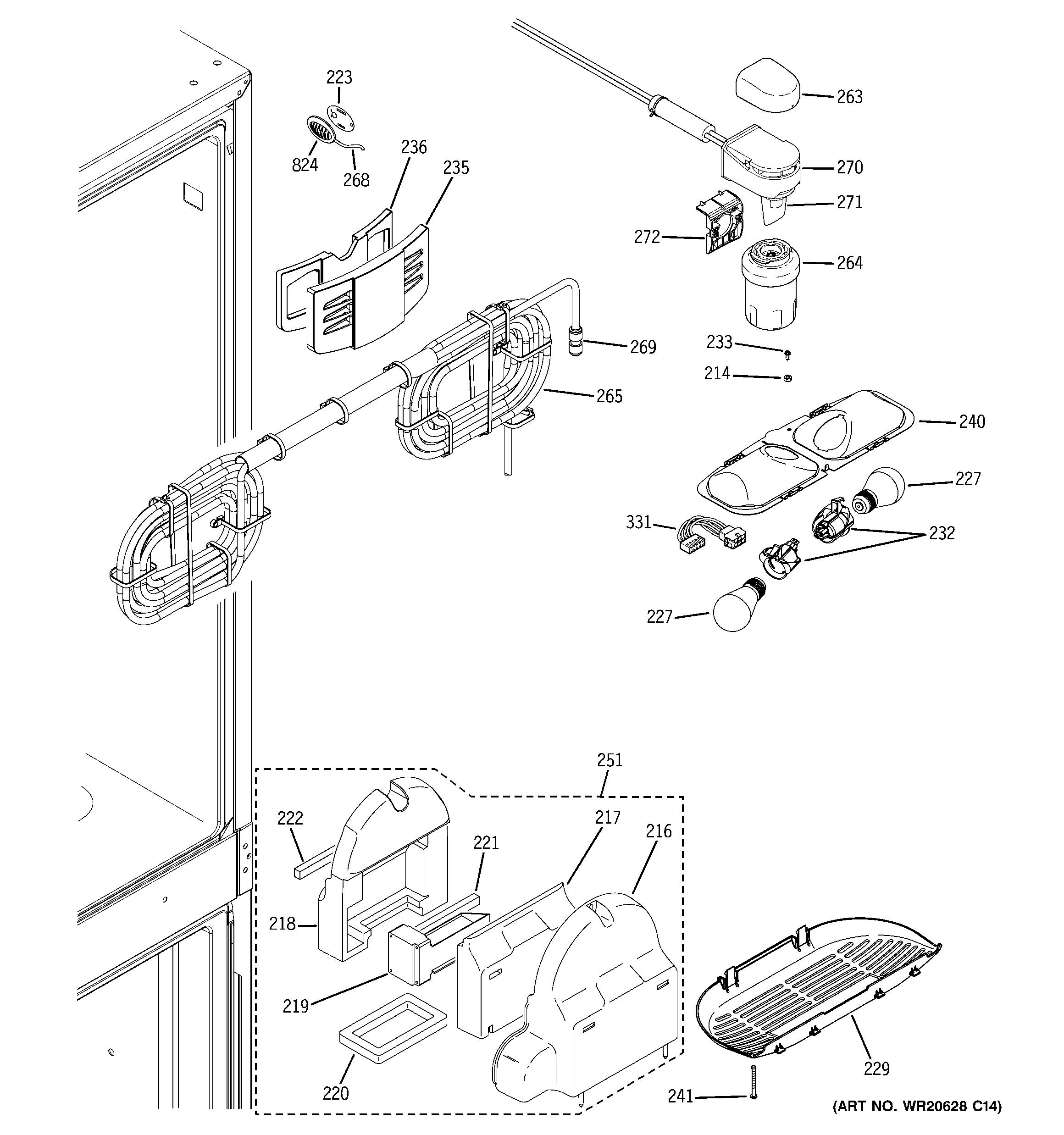 GE PFSE5NJYCDWW fresh food section diagram