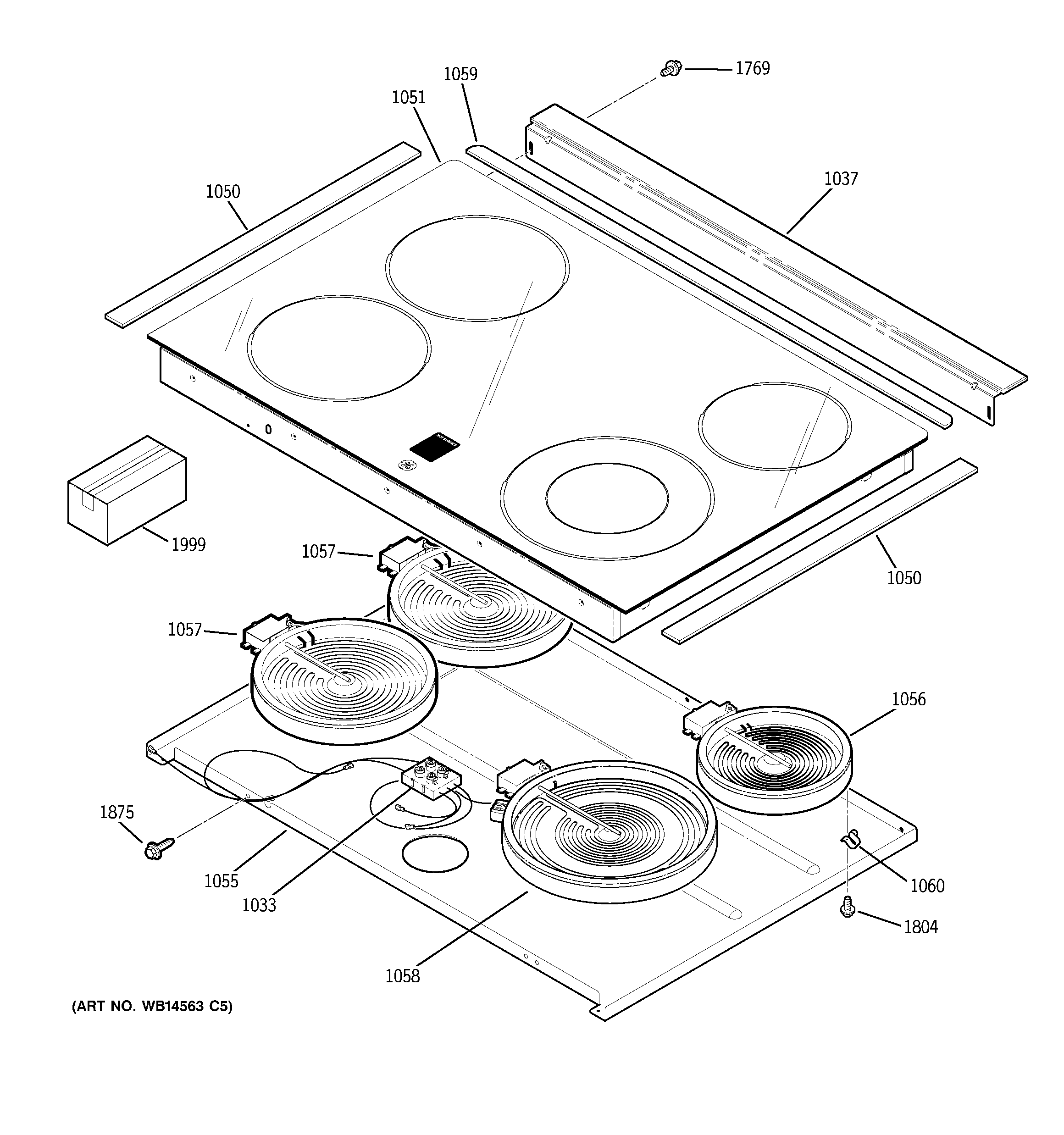 GE JCSP42DN1WW cooktop diagram